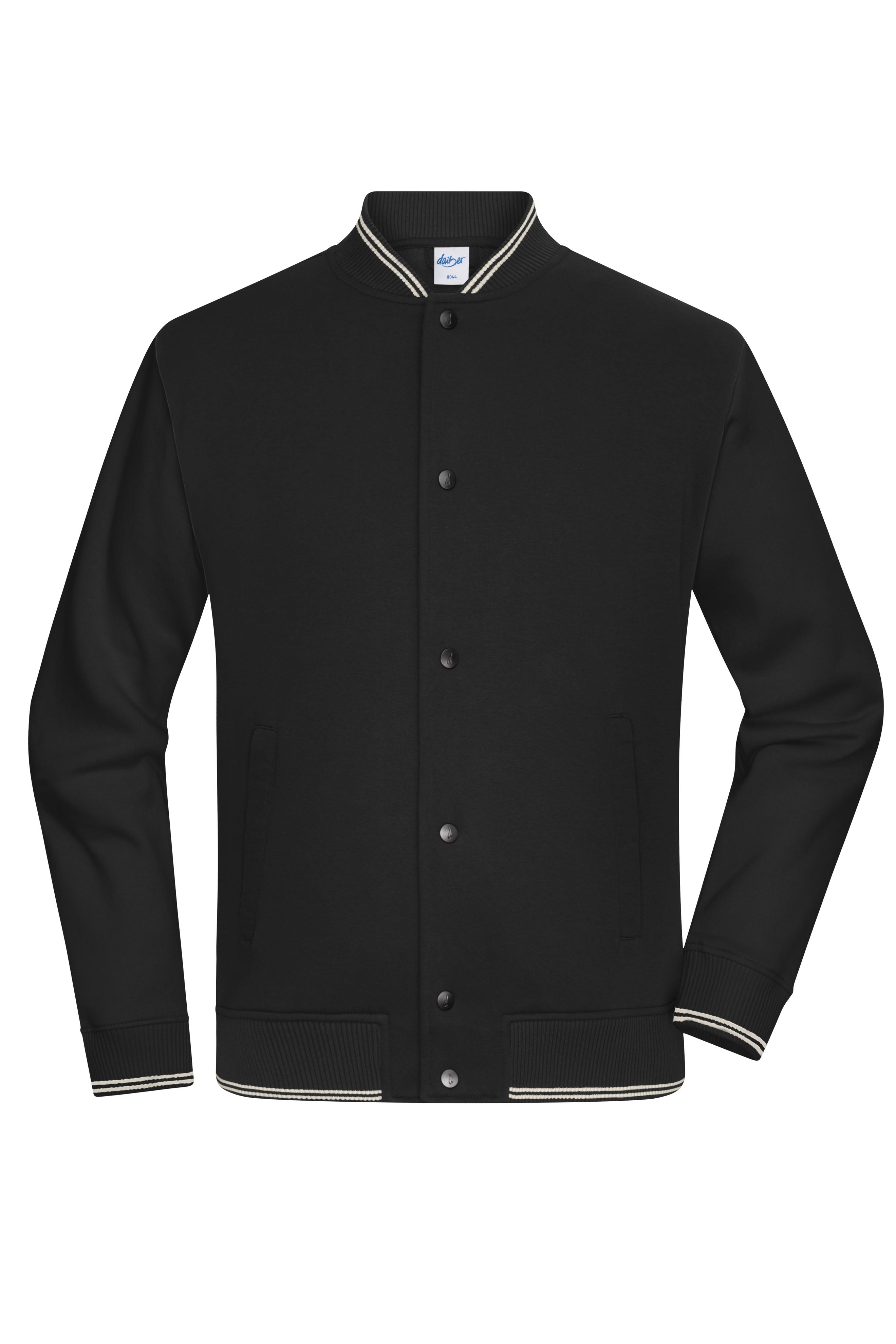 8044 - College-Jacket UNISEX in black/black Größe XXS von Daiber