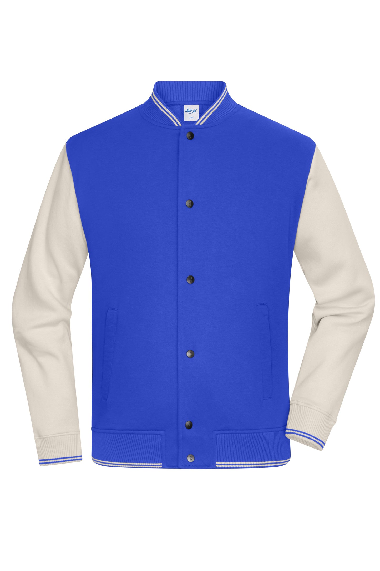 8044 - College-Jacket UNISEX in royal/sandstone Größe XXS von Daiber