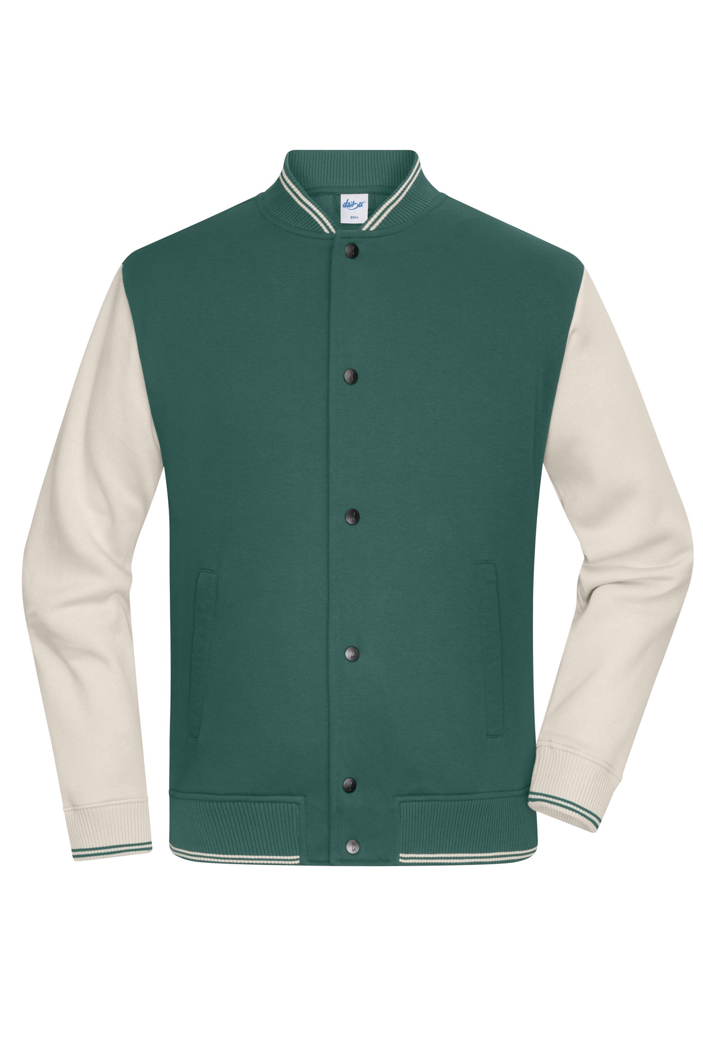 8044 - College-Jacket UNISEX in smoky-green/sandstone Größe XXS von Daiber