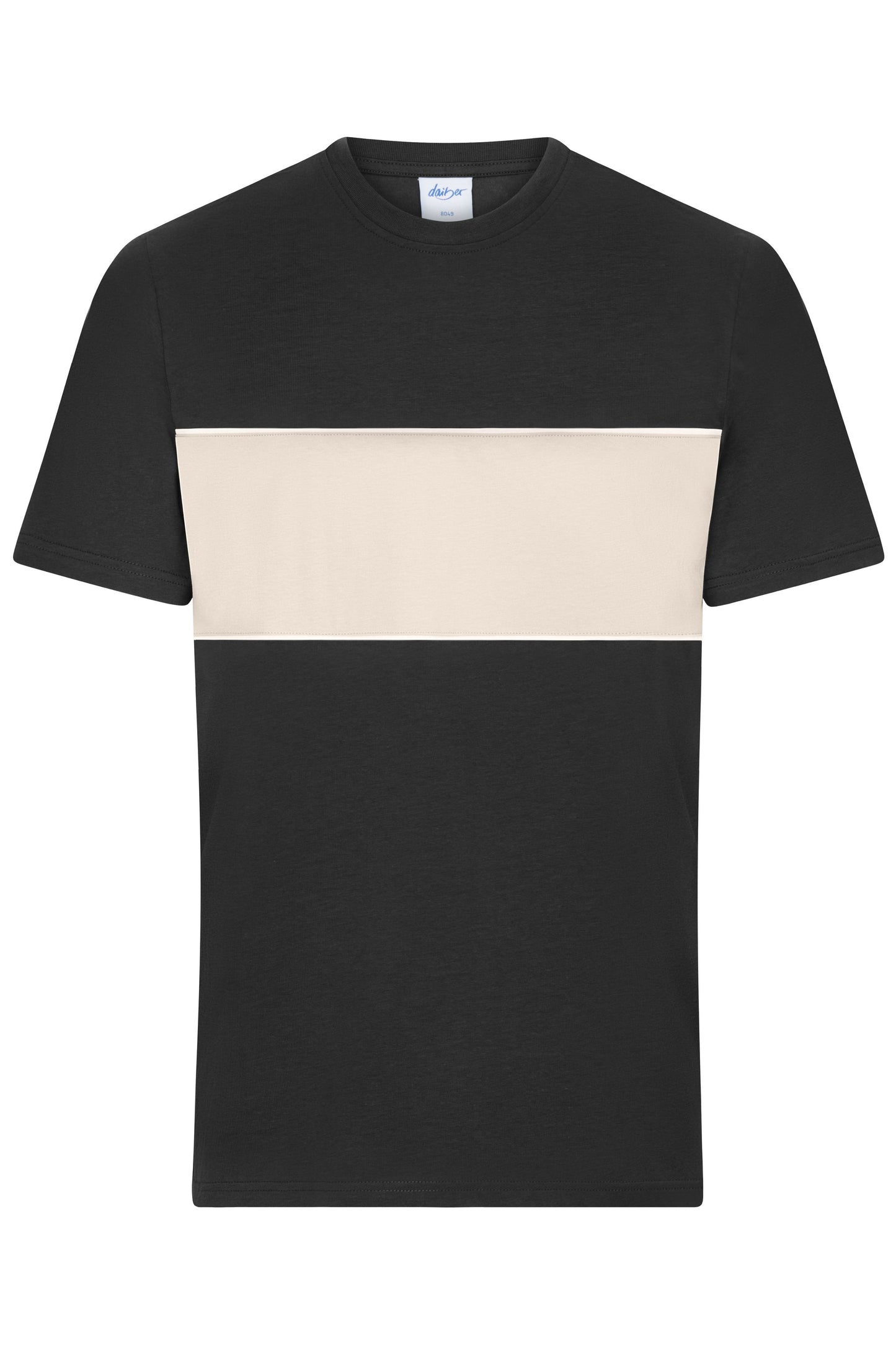8049 - T-Shirt colour-block UNISEX in black/sandstone Größe XXS von Daiber