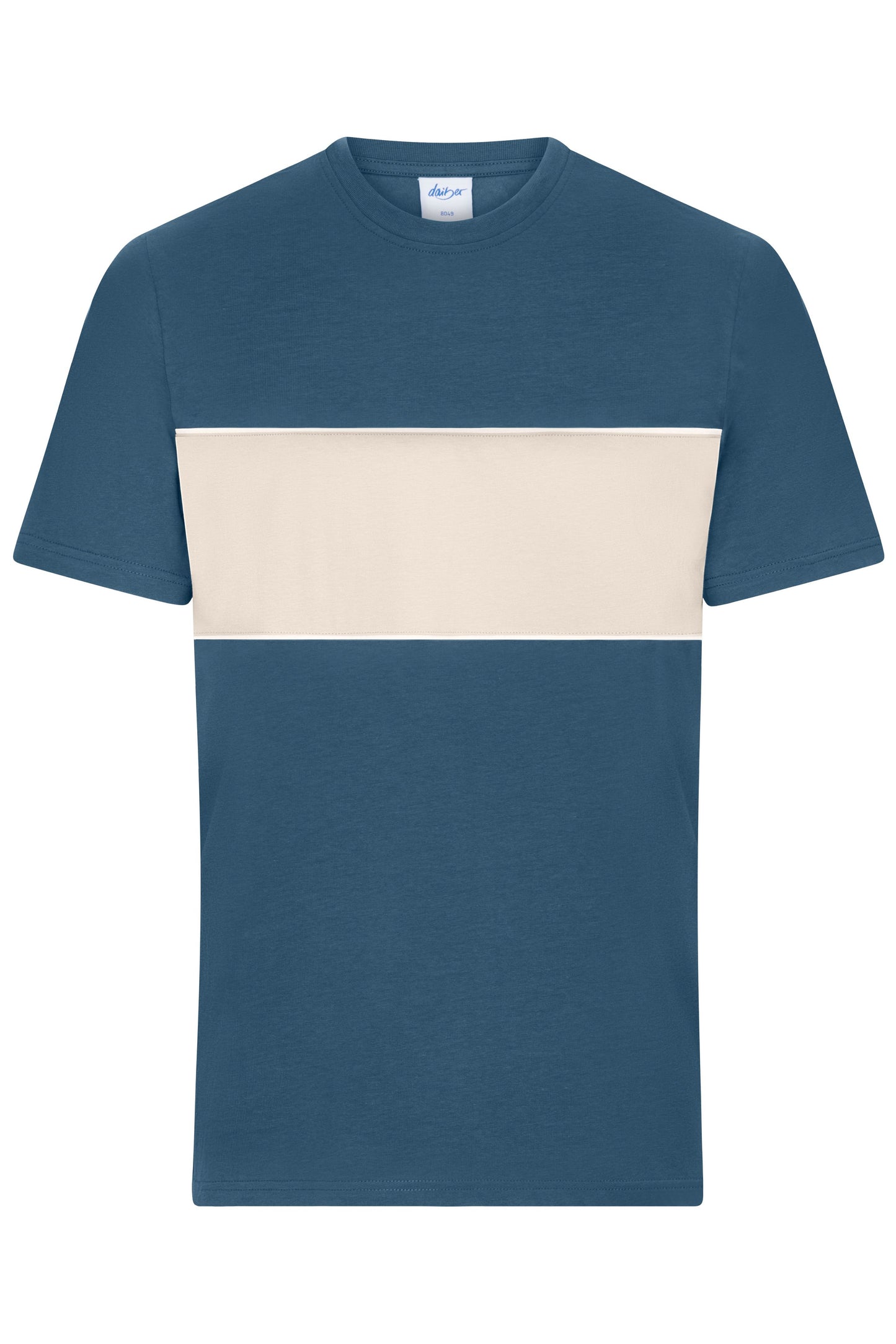 8049 - T-Shirt colour-block UNISEX in dusty-blue/sandstone Größe XXS von Daiber