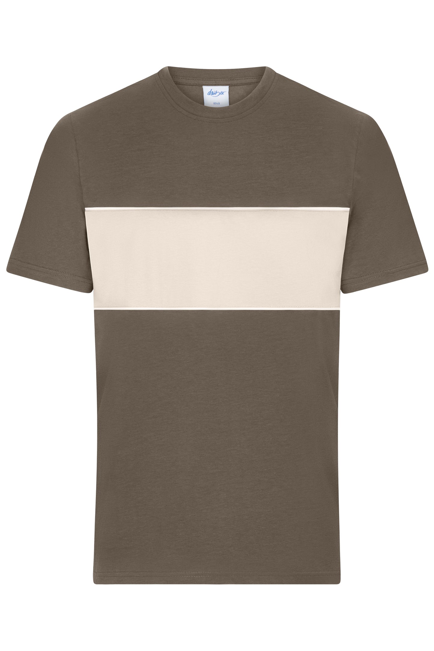 8049 - T-Shirt colour-block UNISEX in muddy-brown/sandstone Größe XXS von Daiber