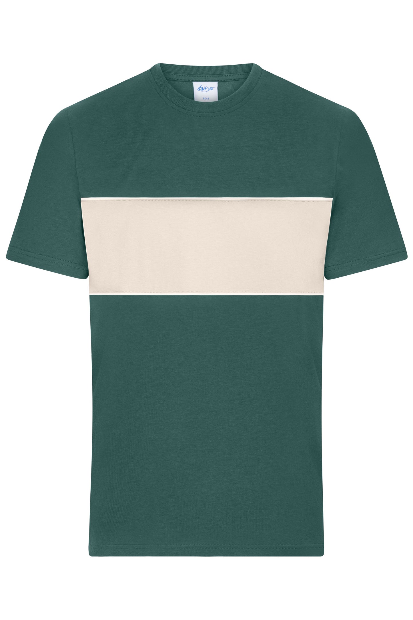 8049 - T-Shirt colour-block UNISEX in smoky-green/sandstone Größe XXS von Daiber