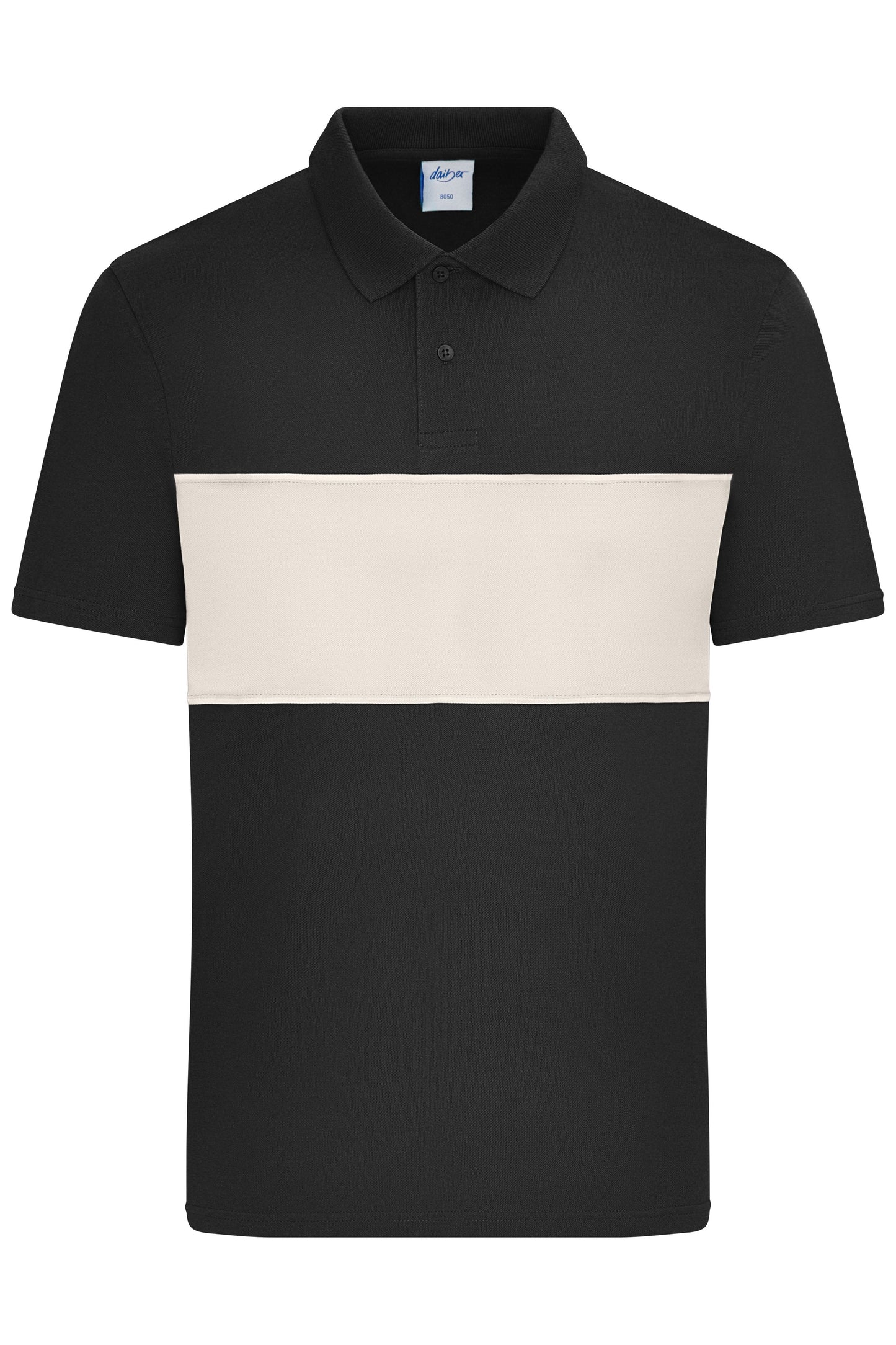 8050 - Polo colour-block UNISEX in black/sandstone Größe XXS von Daiber
