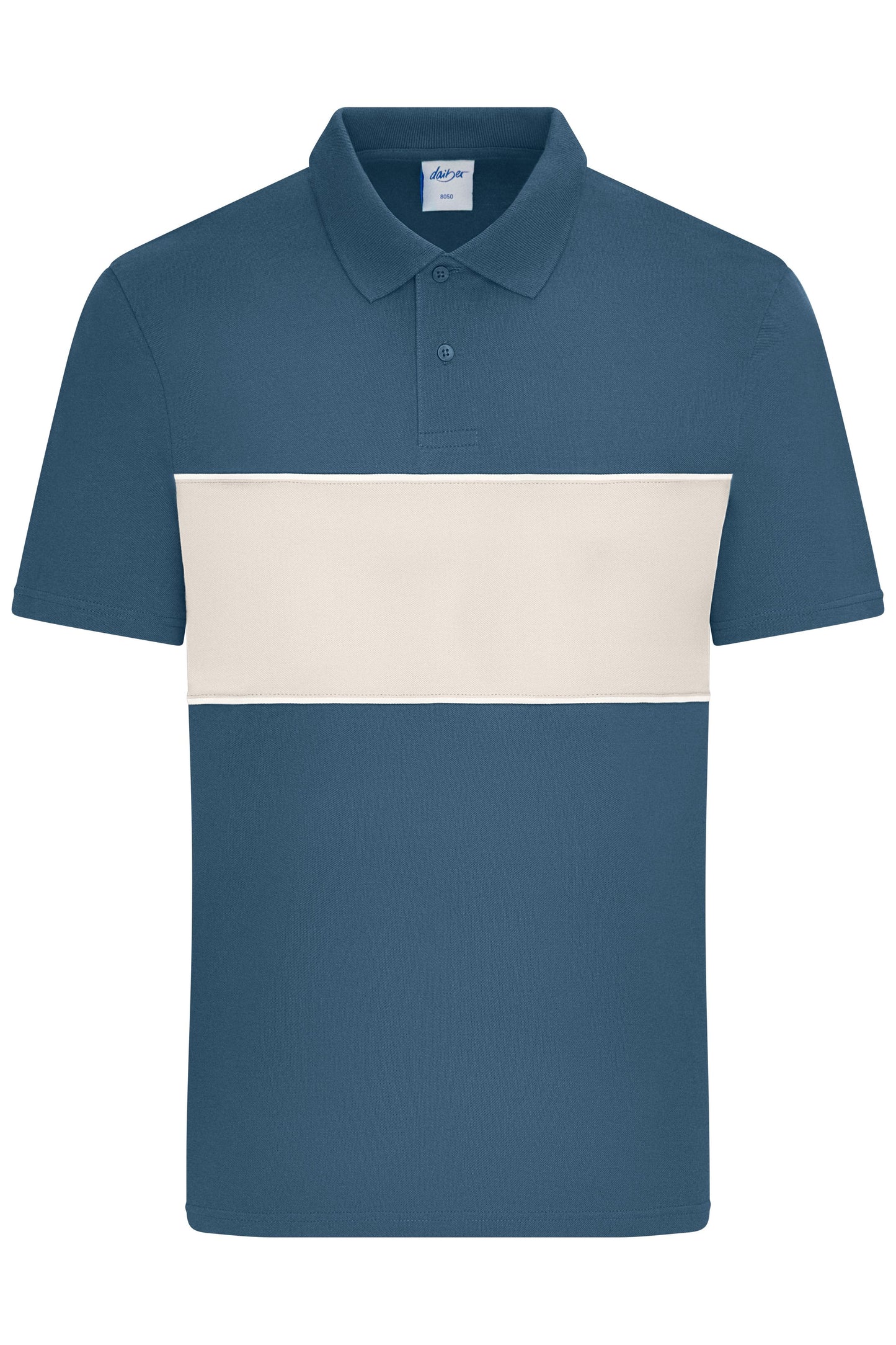 8050 - Polo colour-block UNISEX in dusty-blue/sandstone Größe XXS von Daiber