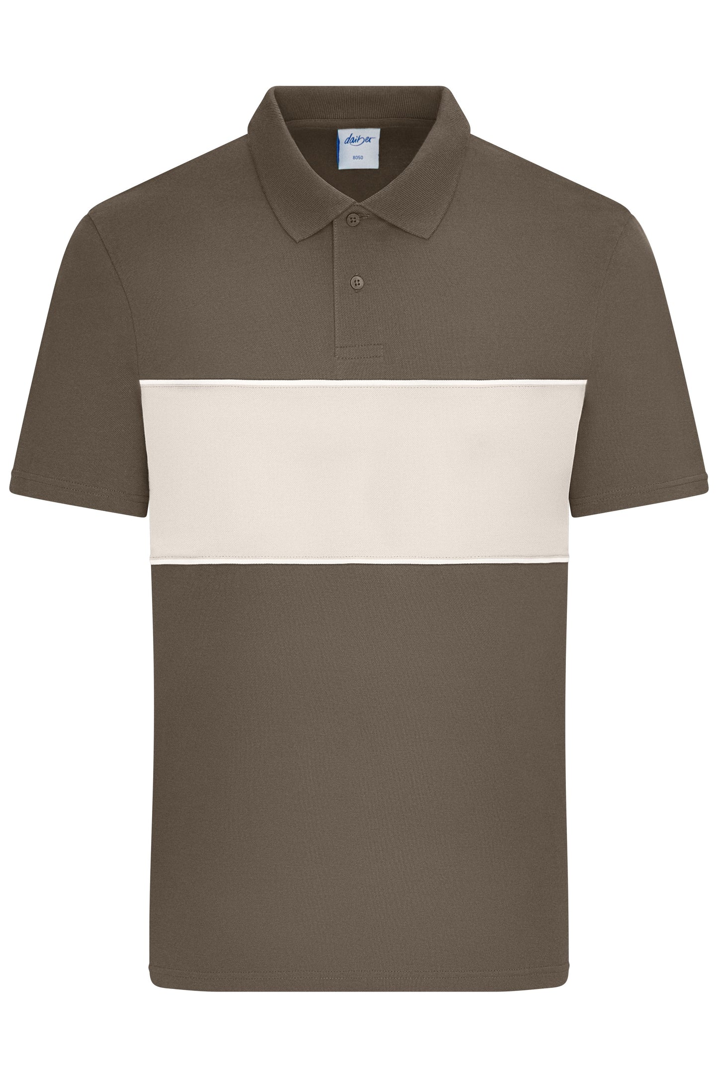 8050 - Polo colour-block UNISEX in muddy-brown/sandstone Größe XXS von Daiber