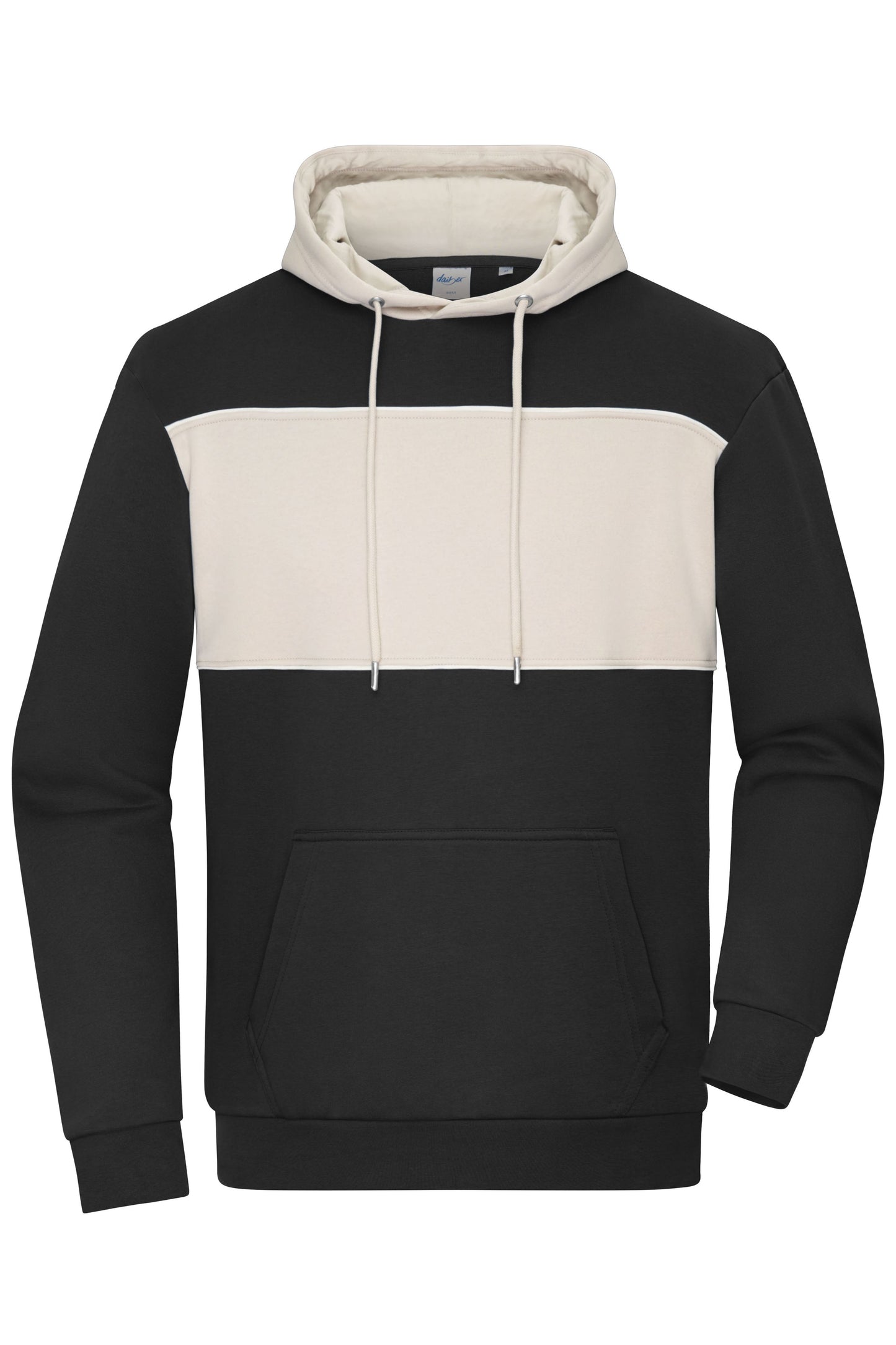8051 - Sweat-Hoody colour-block UNISEX in black/sandstone Größe XXS von Daiber
