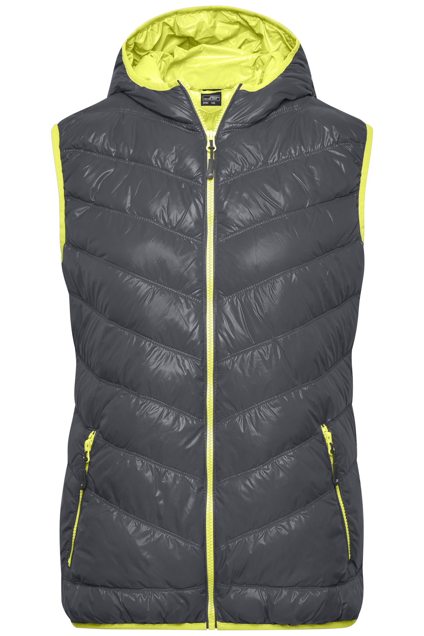 JN1061 - Ladies' Down Vest in carbon/acid-yellow Größe S von Daiber