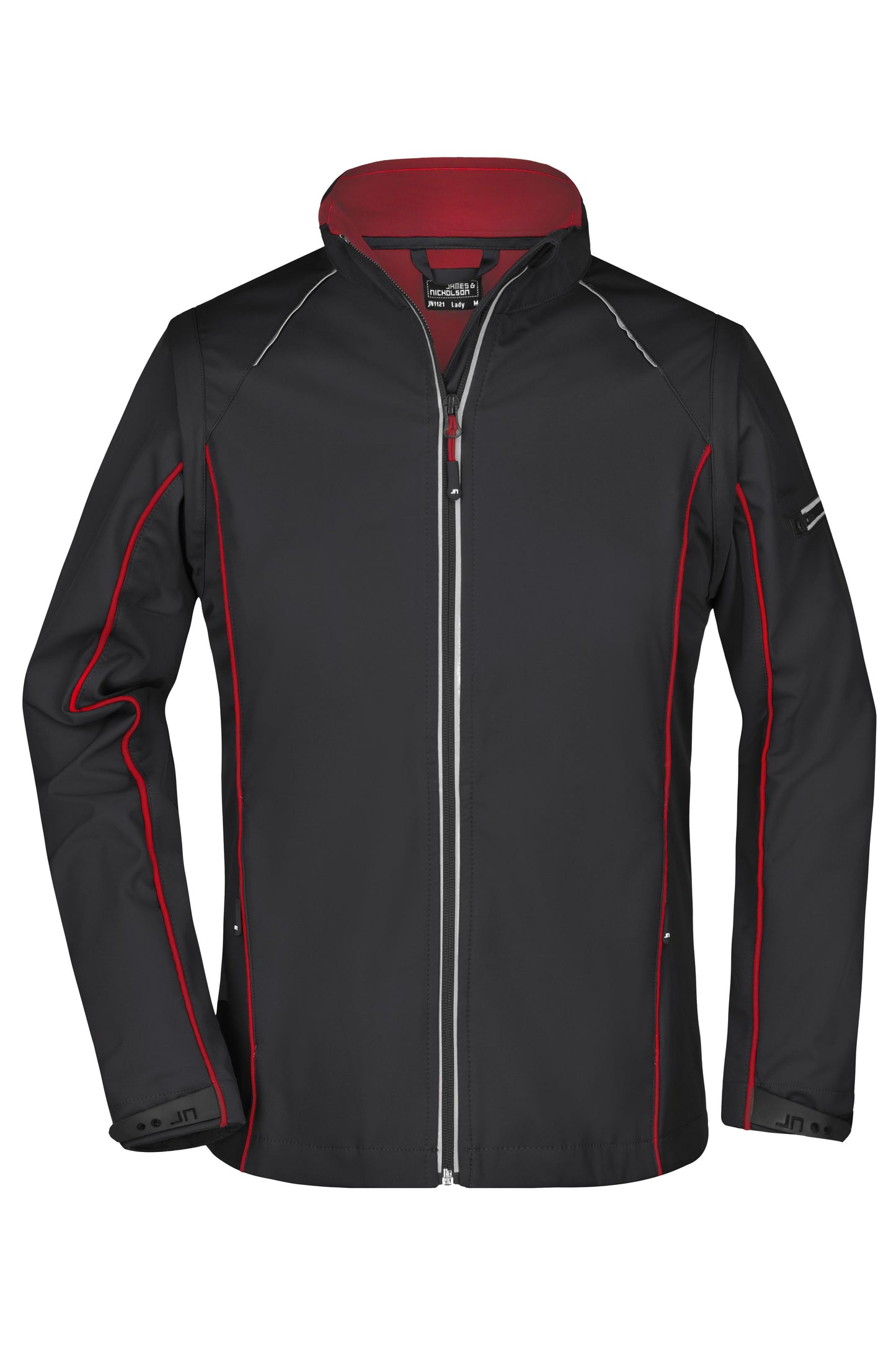 JN1121 - Ladies' Zip-Off Softshell Jacket in black/red Größe S von Daiber