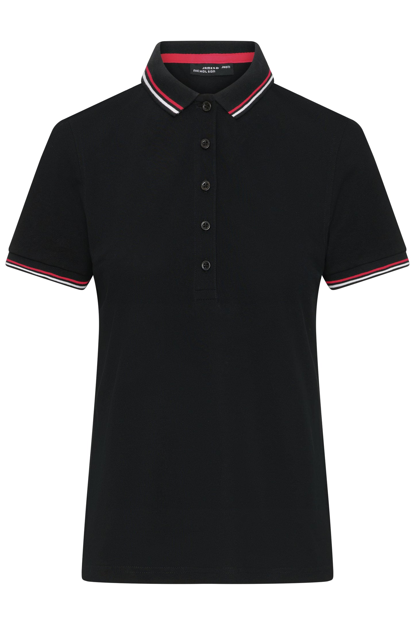 JN1305 - Ladies' Polo in black/white/red Größe XS von Daiber