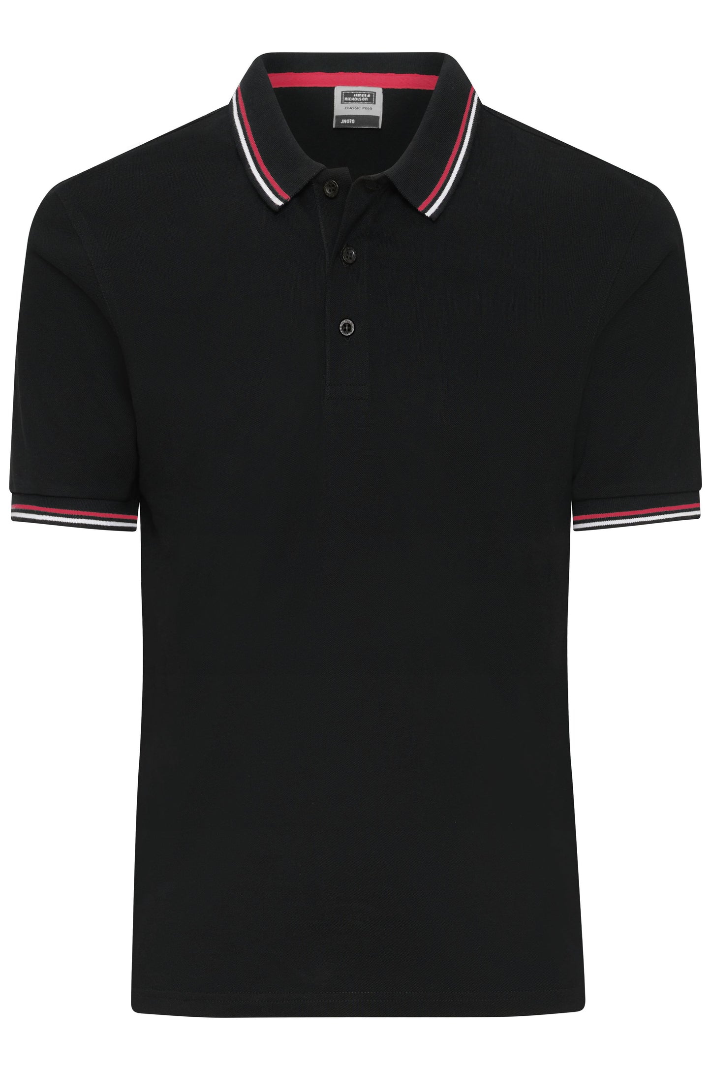JN1306 - Men's Polo in black/white/red Größe S von Daiber