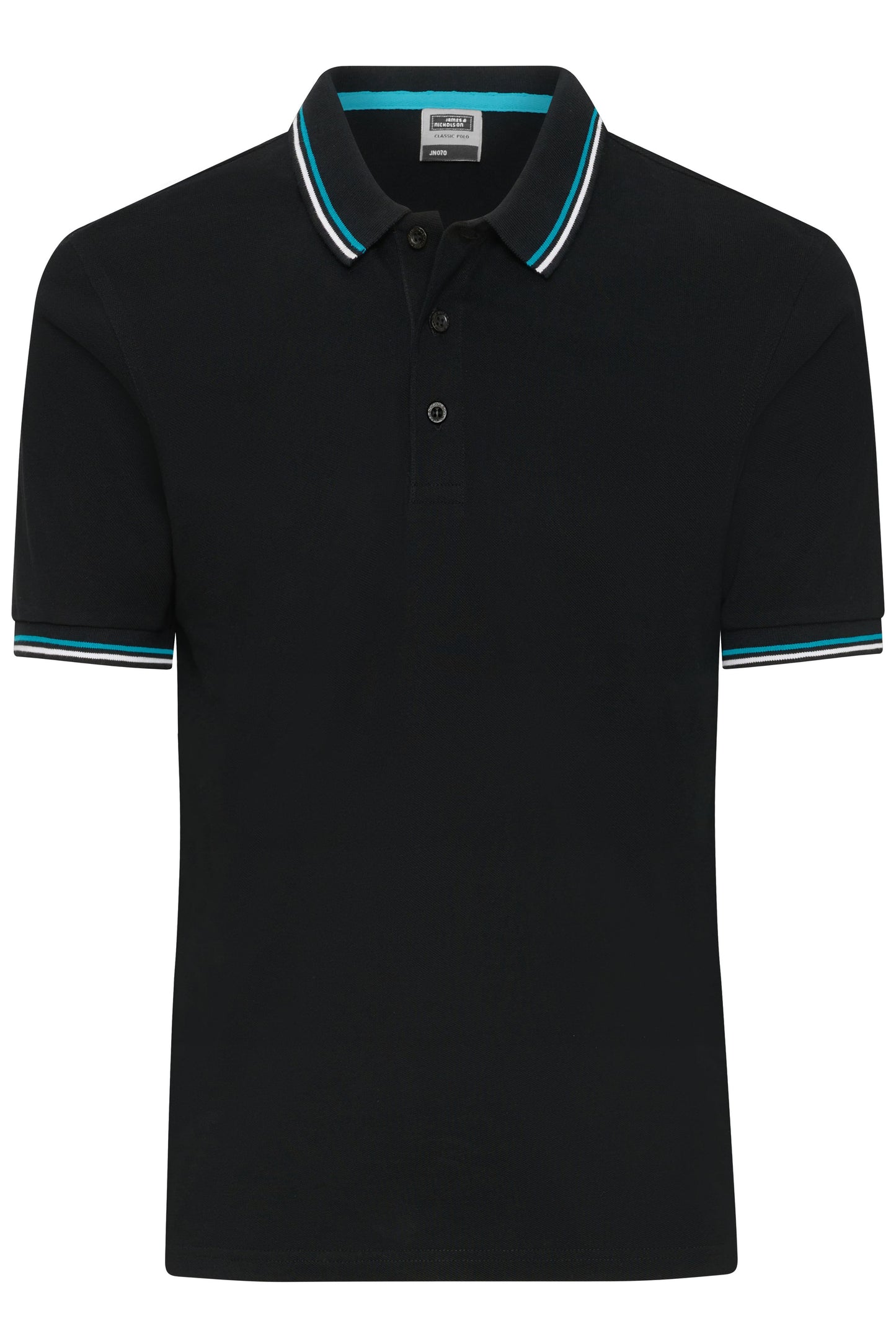 JN1306 - Men's Polo in black/white/turquoise Größe S von Daiber