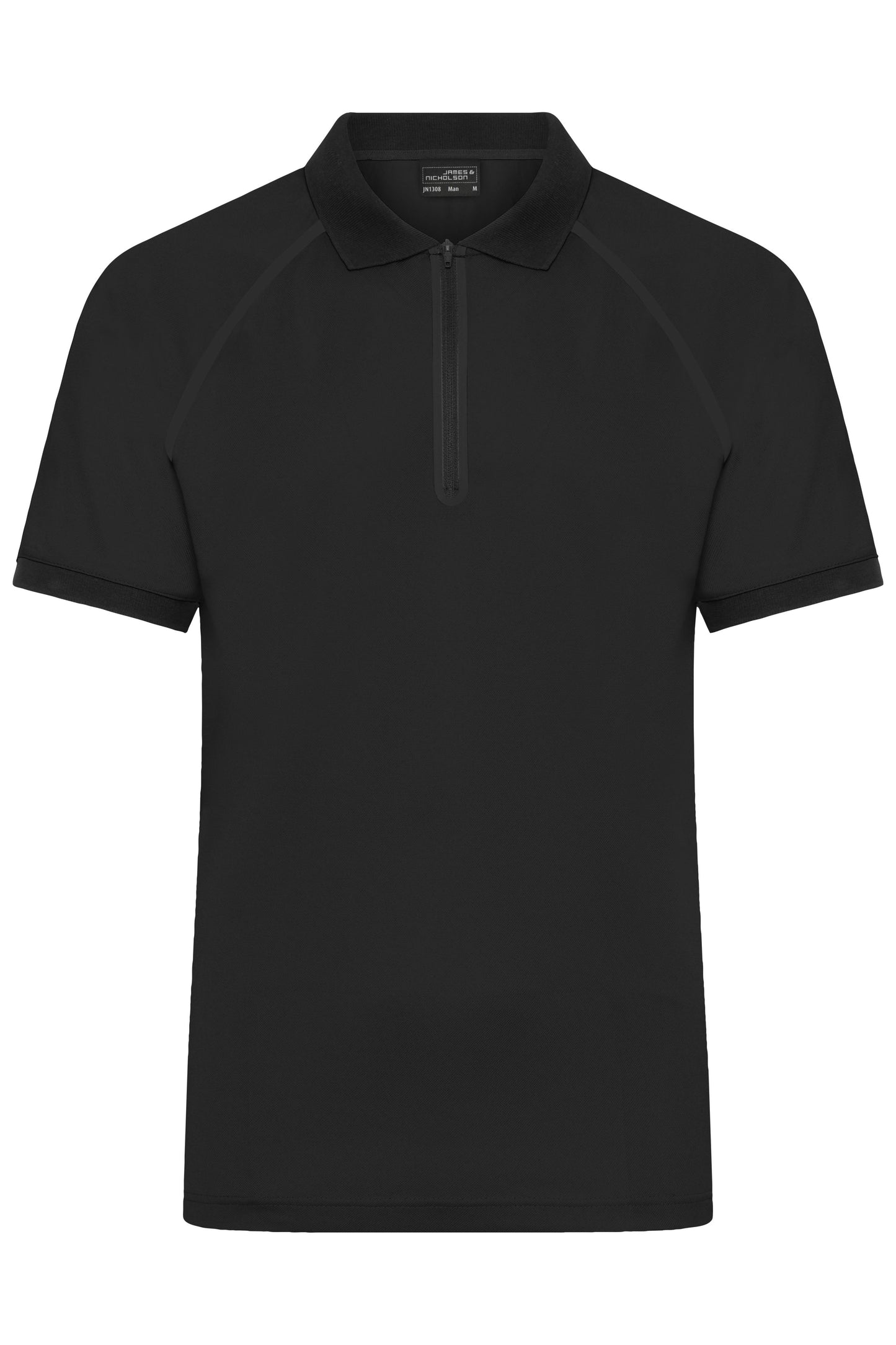 JN1308 - Men's Zip-Polo in black/black Größe S von Daiber