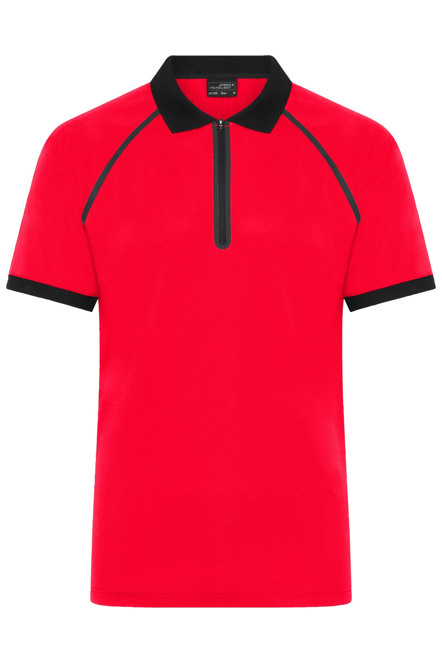 JN1308 - Men's Zip-Polo in light-red/black Größe S von Daiber