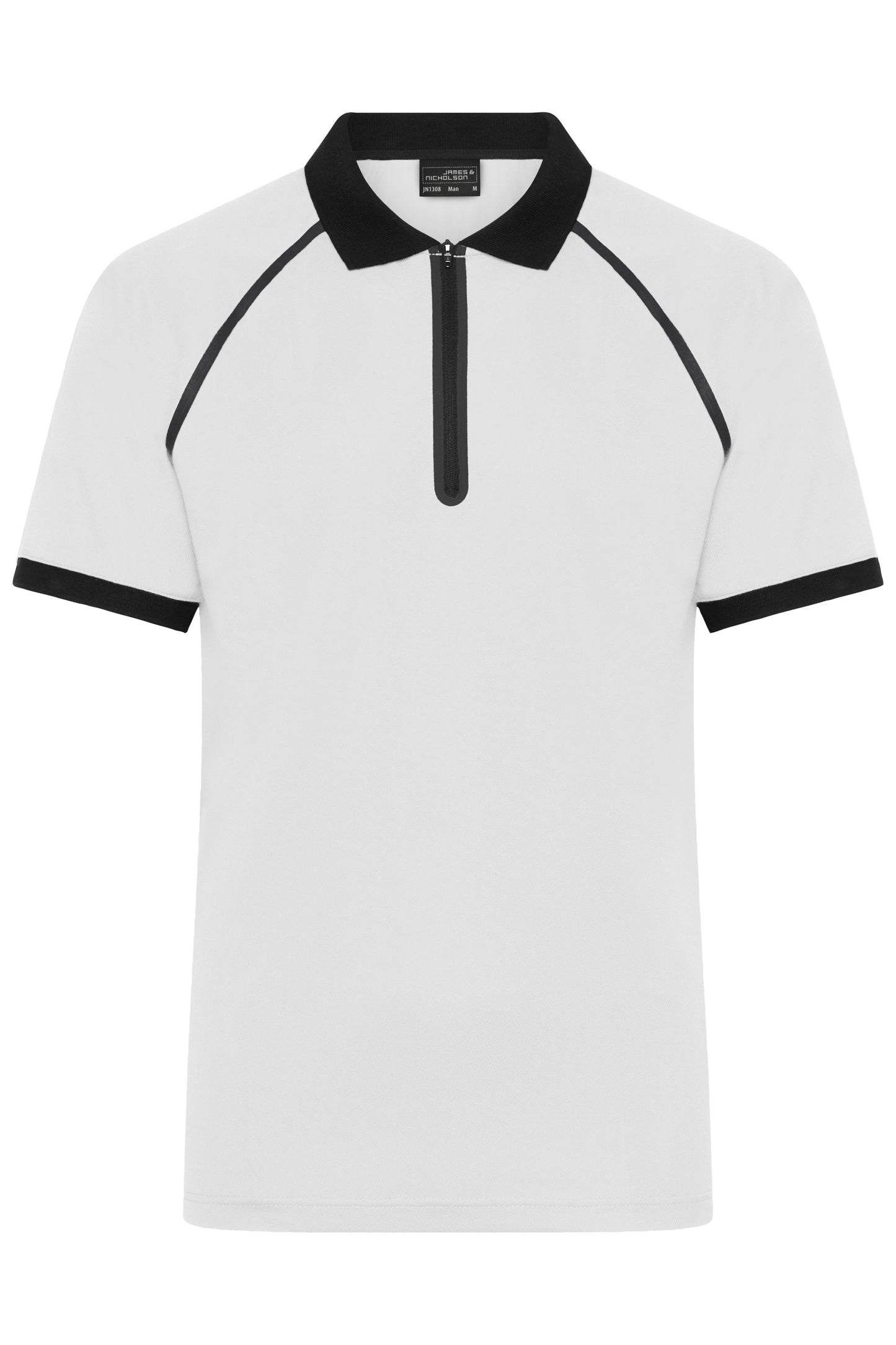 JN1308 - Men's Zip-Polo in white/black Größe S von Daiber