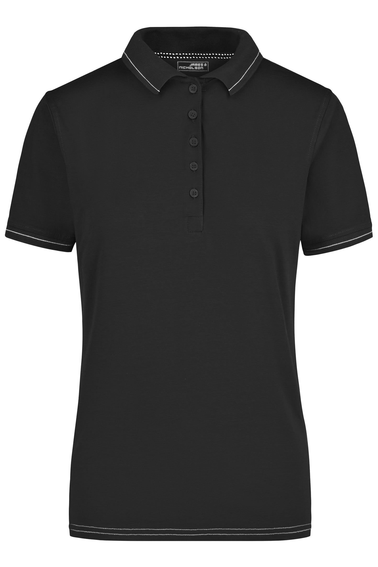 JN568 - Ladies' Elastic Polo in black/white Größe S von Daiber