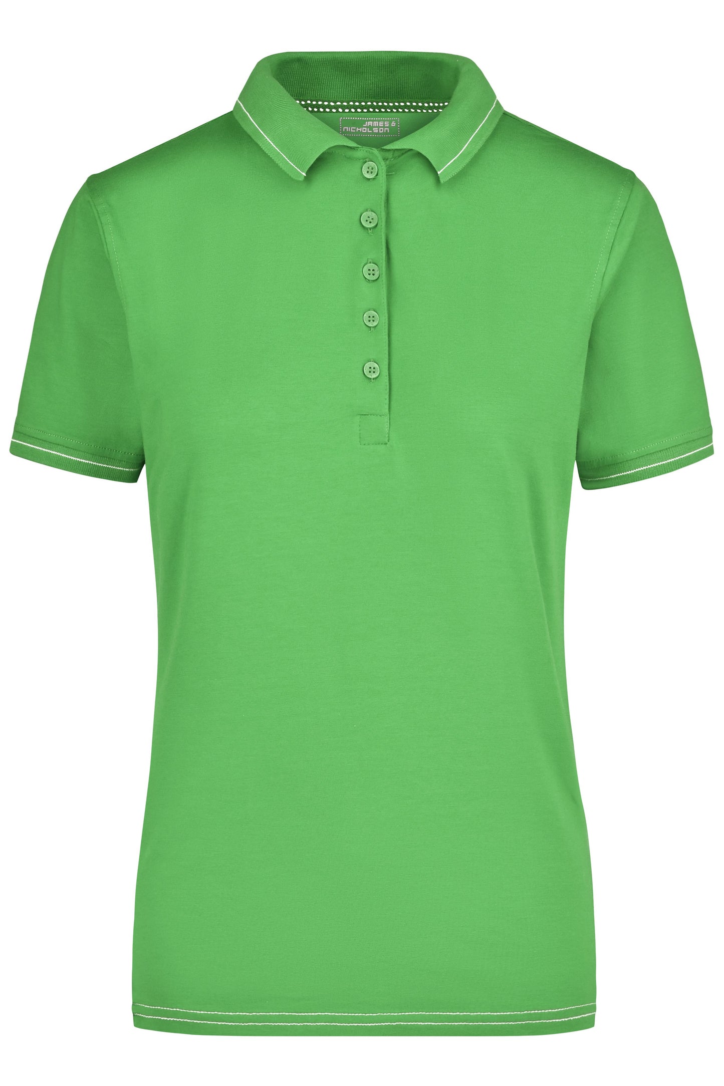 JN568 - Ladies' Elastic Polo in lime-green/white Größe S von Daiber