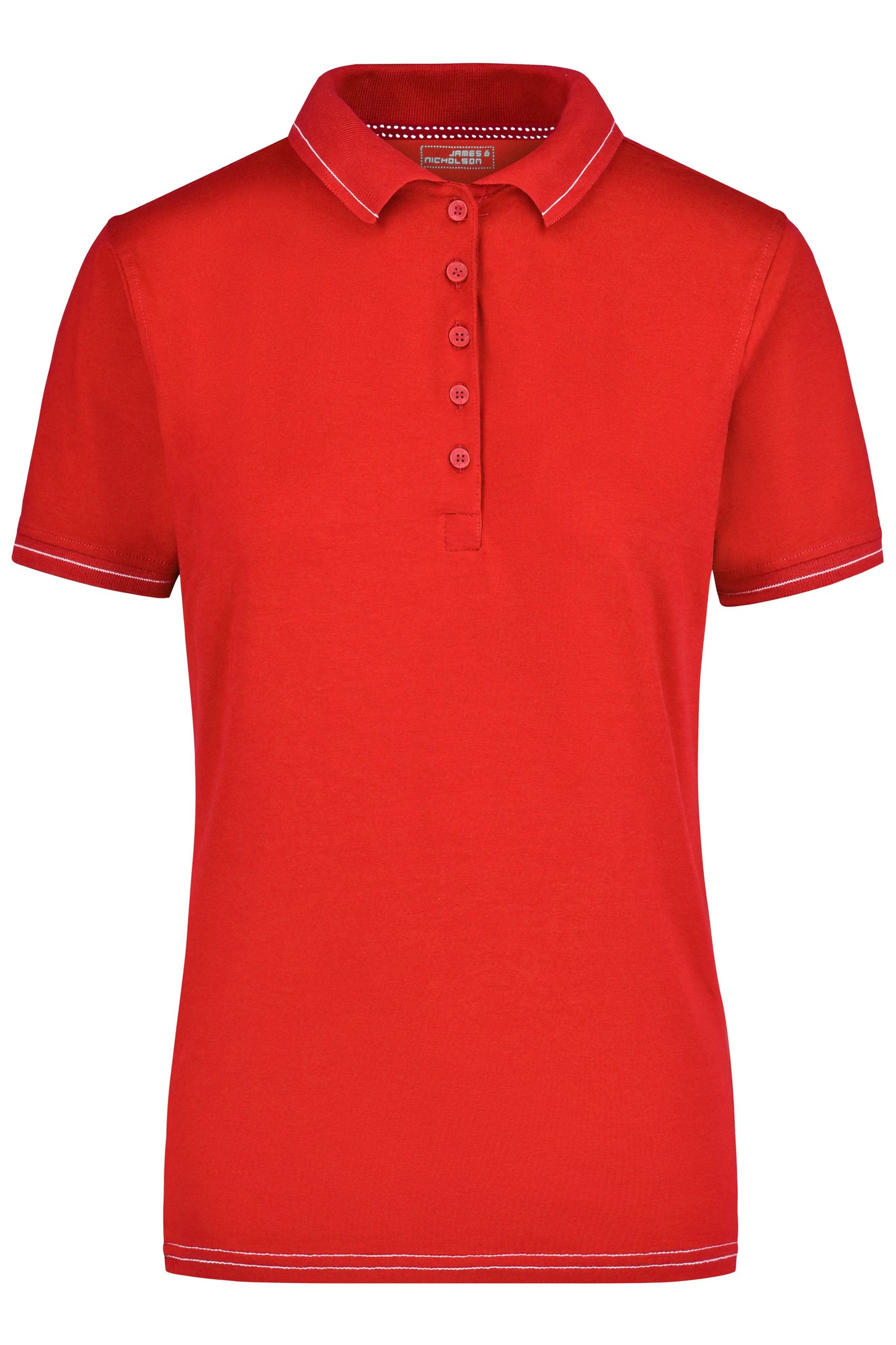 JN568 - Ladies' Elastic Polo in red/white Größe S von Daiber