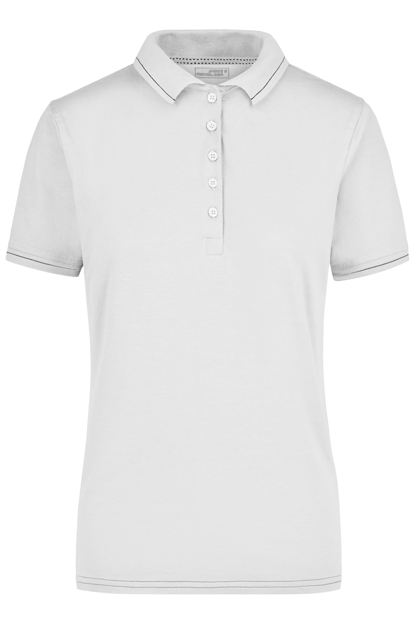 JN568 - Ladies' Elastic Polo in white/black Größe S von Daiber