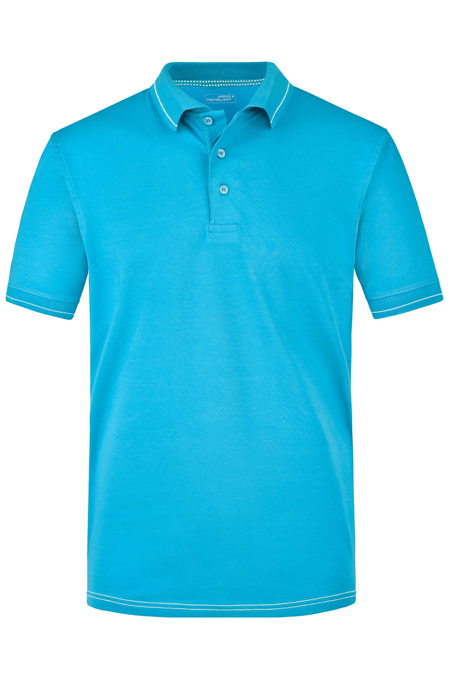 JN569 - Men's Elastic Polo in aqua/white Größe S von Daiber