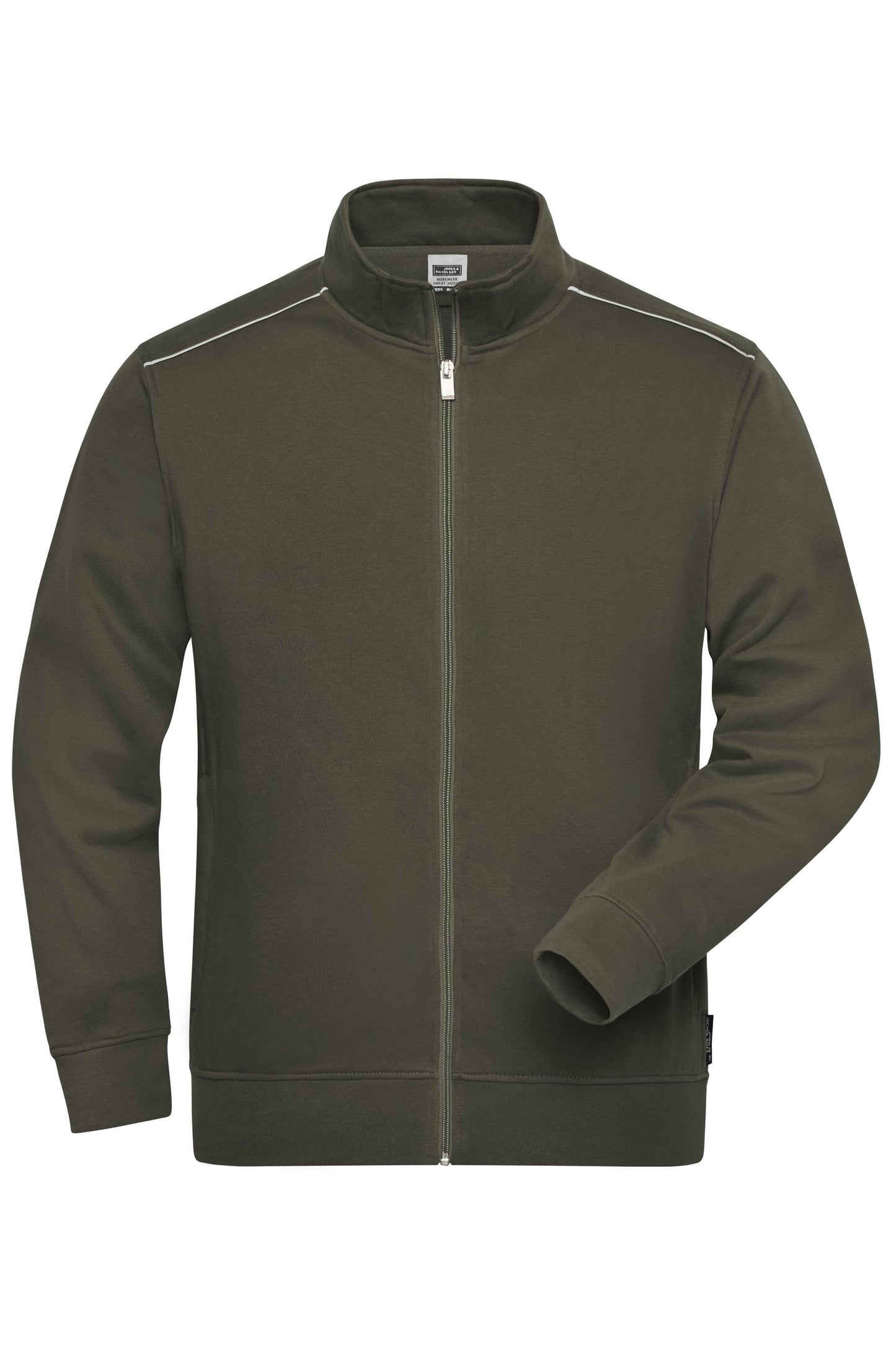 JN894 - Men's Workwear Sweat-Jacket - SOLID - in olive Größe XS von Daiber