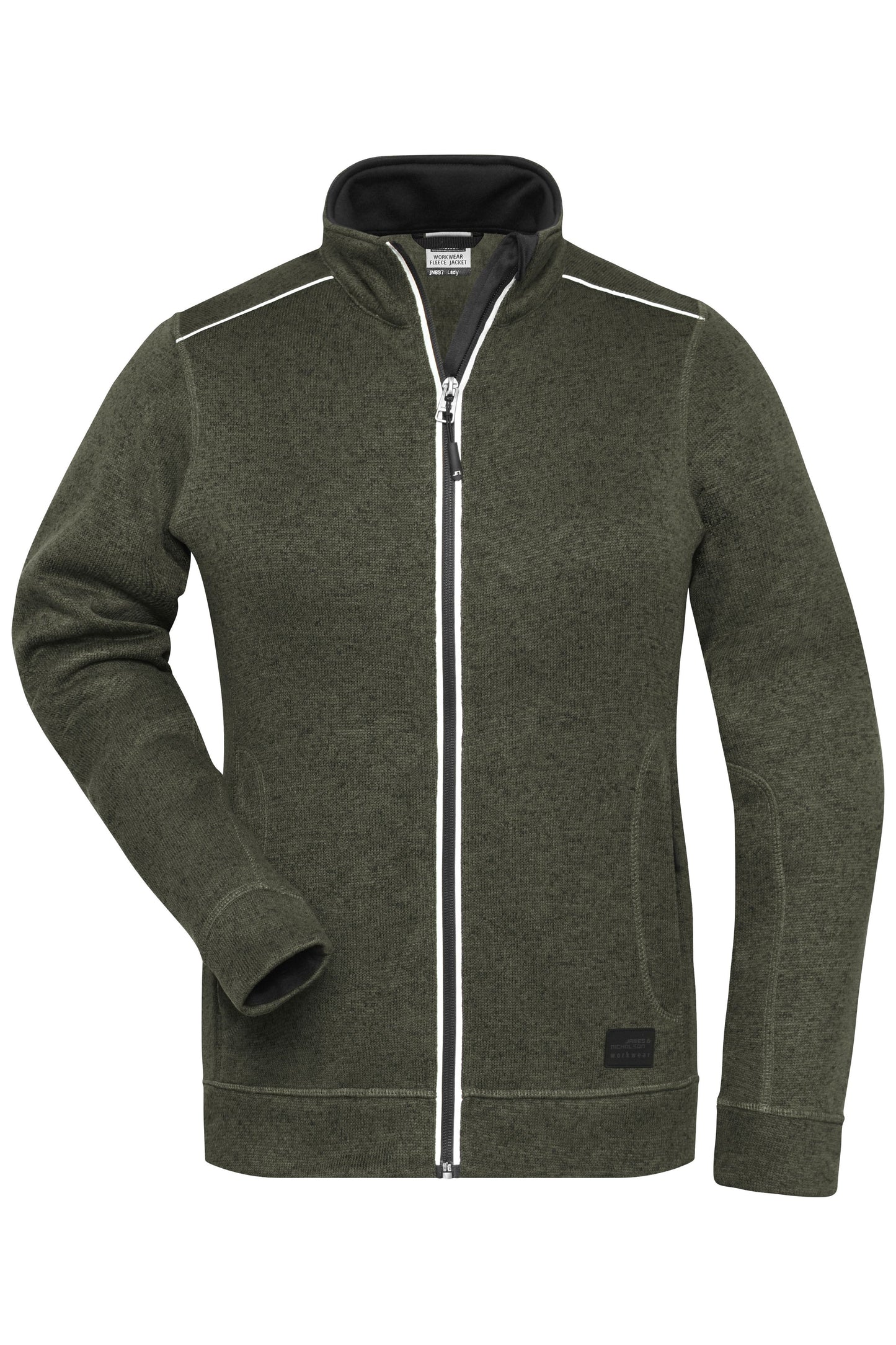 JN897 - Ladies' Knitted Workwear Fleece Jacket - SOLID - in olive-melange/black Größe XS von Daiber