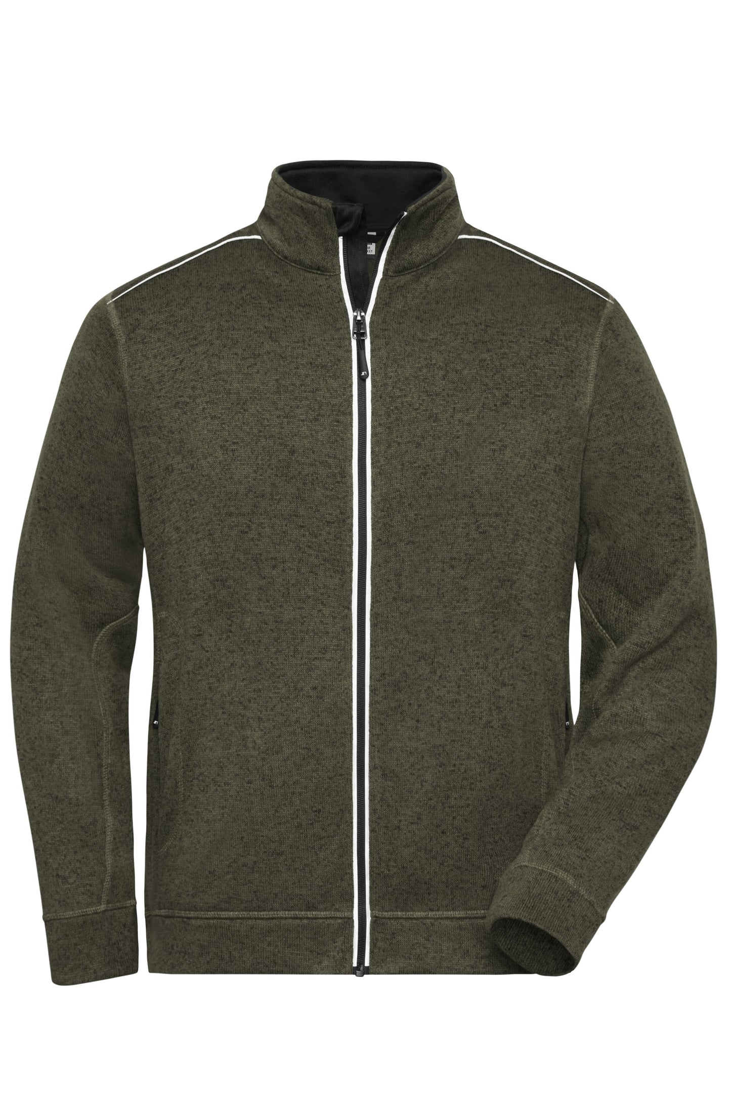 JN898 - Men's Knitted Workwear Fleece Jacket - SOLID - in olive-melange/black Größe XS von Daiber