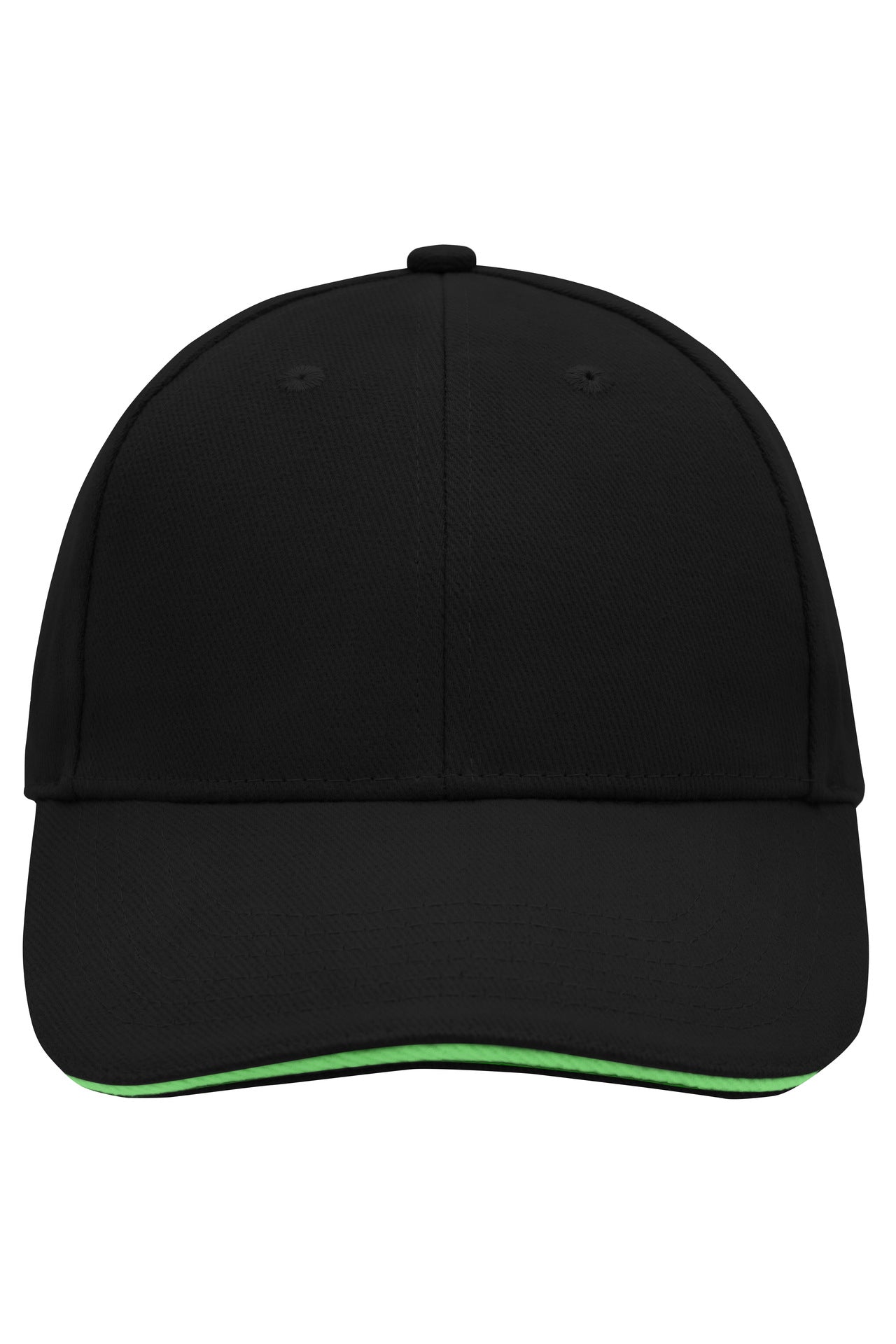 MB024 - 6 Panel Sandwich Cap in black/lime-green Größe one size von Daiber