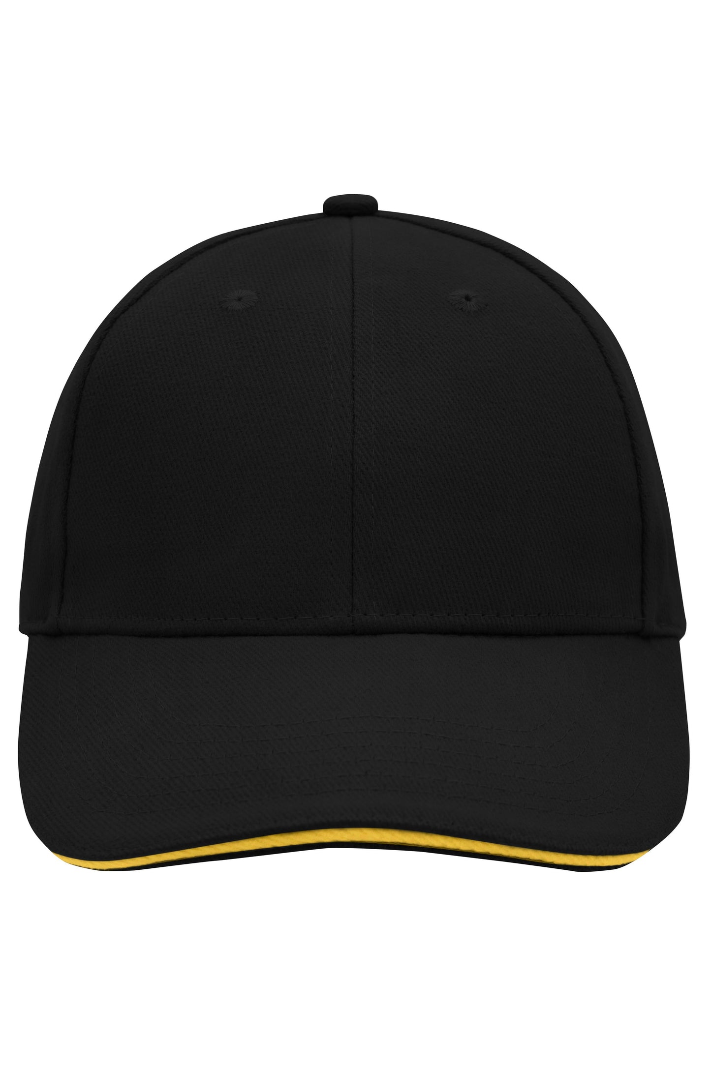 MB024 - 6 Panel Sandwich Cap in black/yellow Größe one size von Daiber