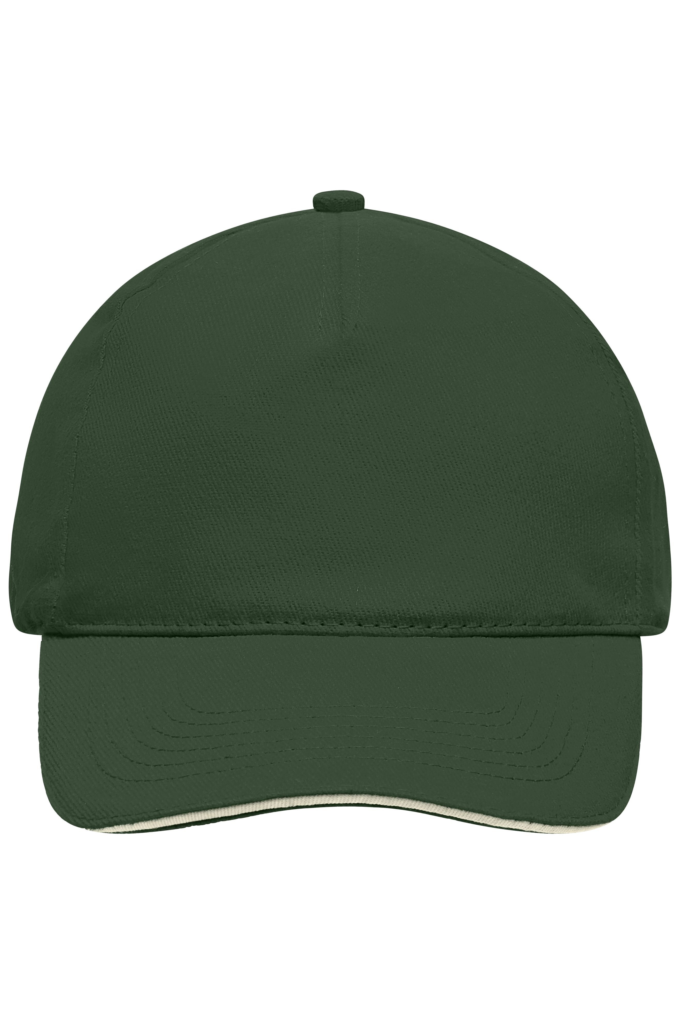 MB035 - 5 Panel Sandwich Cap in dark-green/natural Größe one size von Daiber