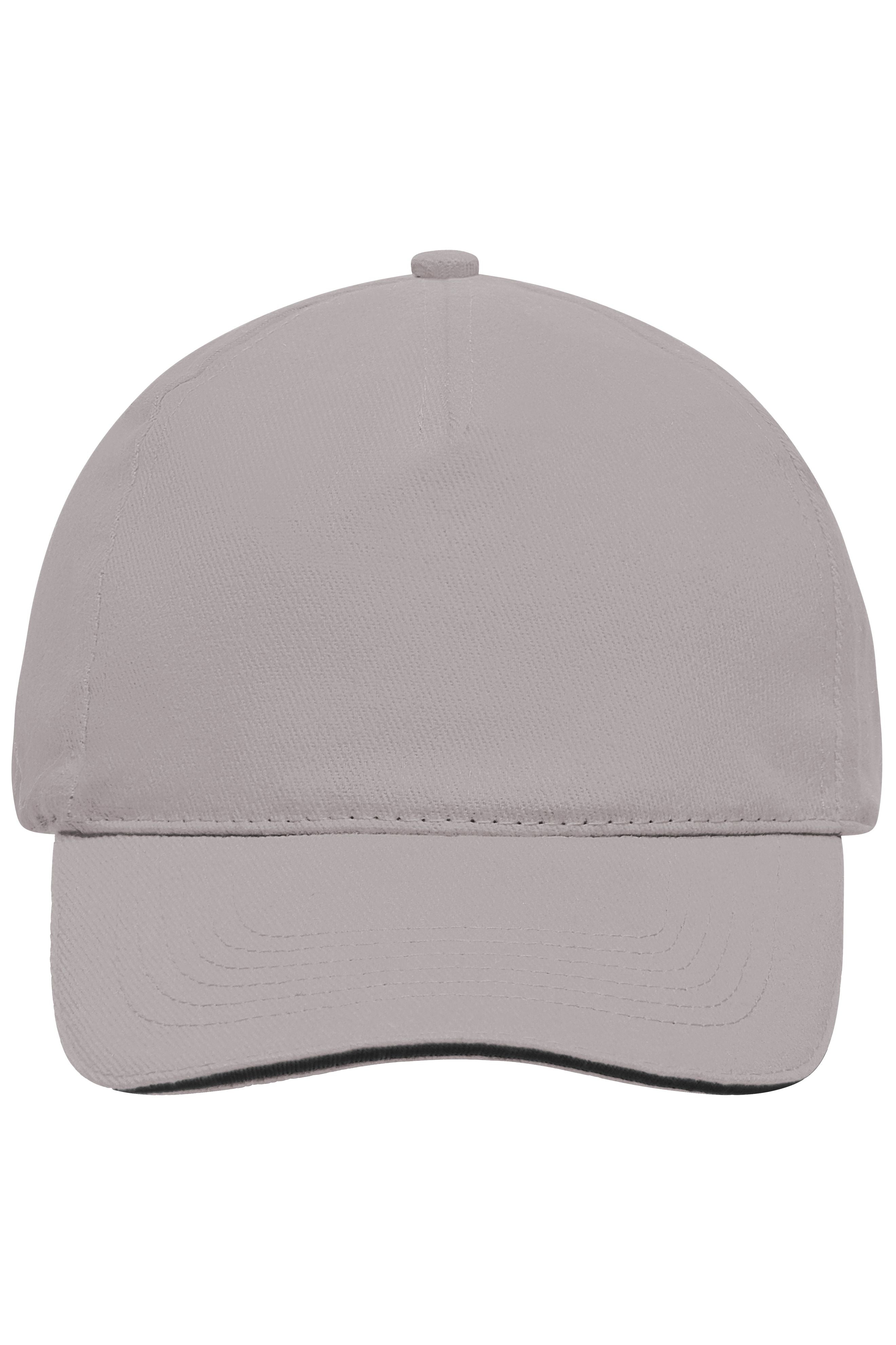 MB035 - 5 Panel Sandwich Cap in light-grey/black Größe one size von Daiber