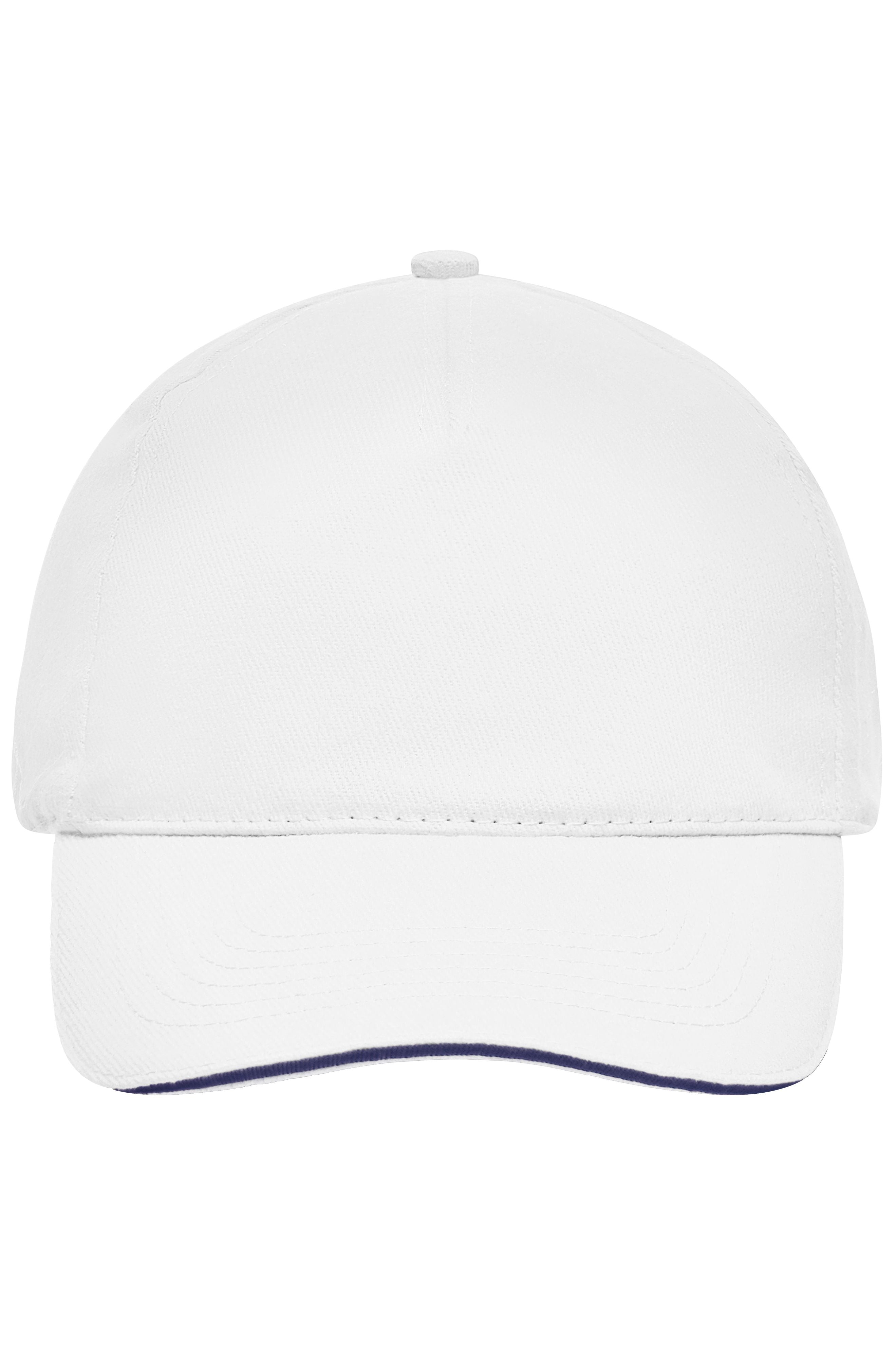 MB035 - 5 Panel Sandwich Cap in white/navy Größe one size von Daiber