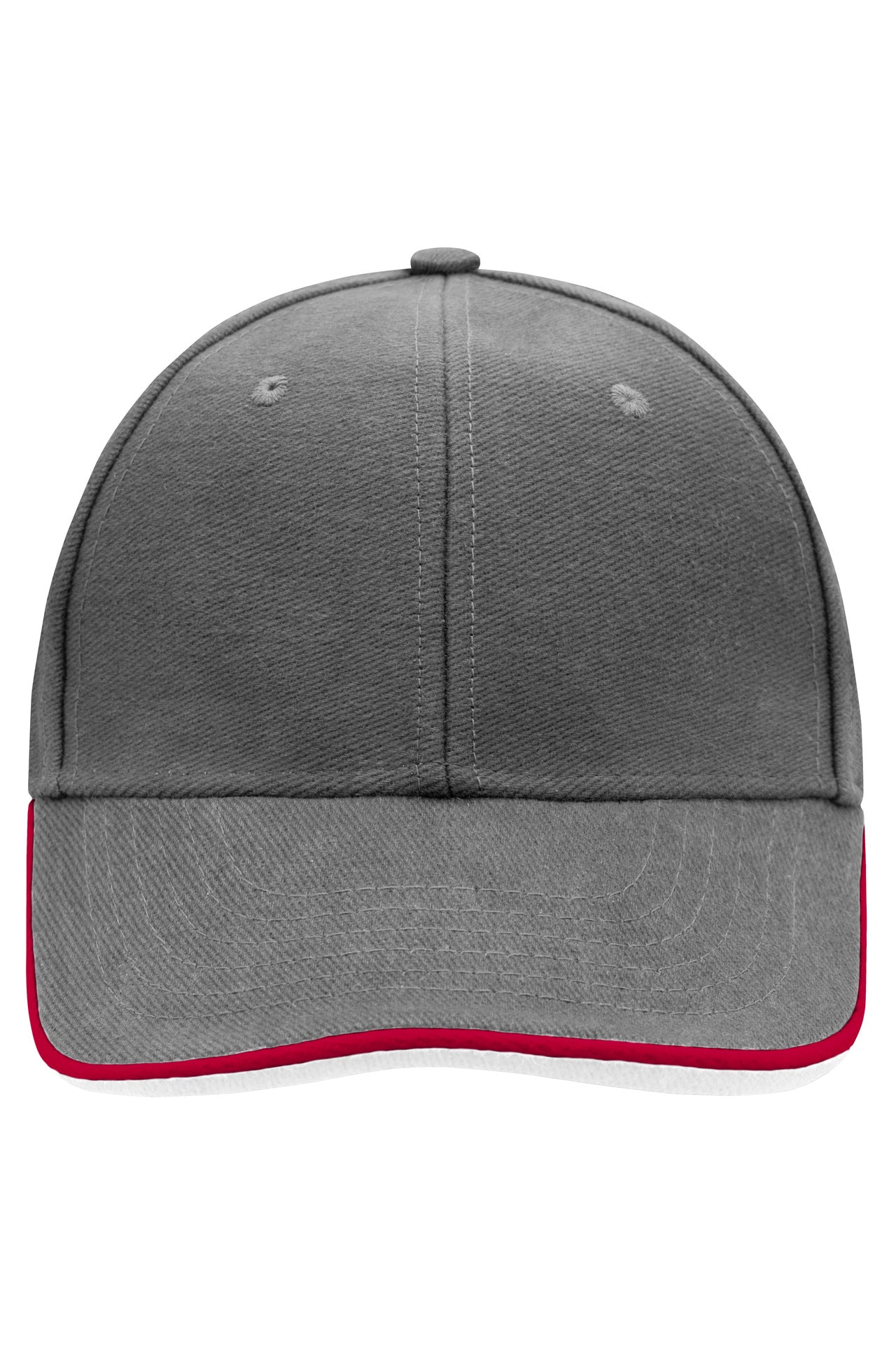 MB6197 - 6 Panel Double Sandwich Cap in dark-grey/red/white Größe one size von Daiber