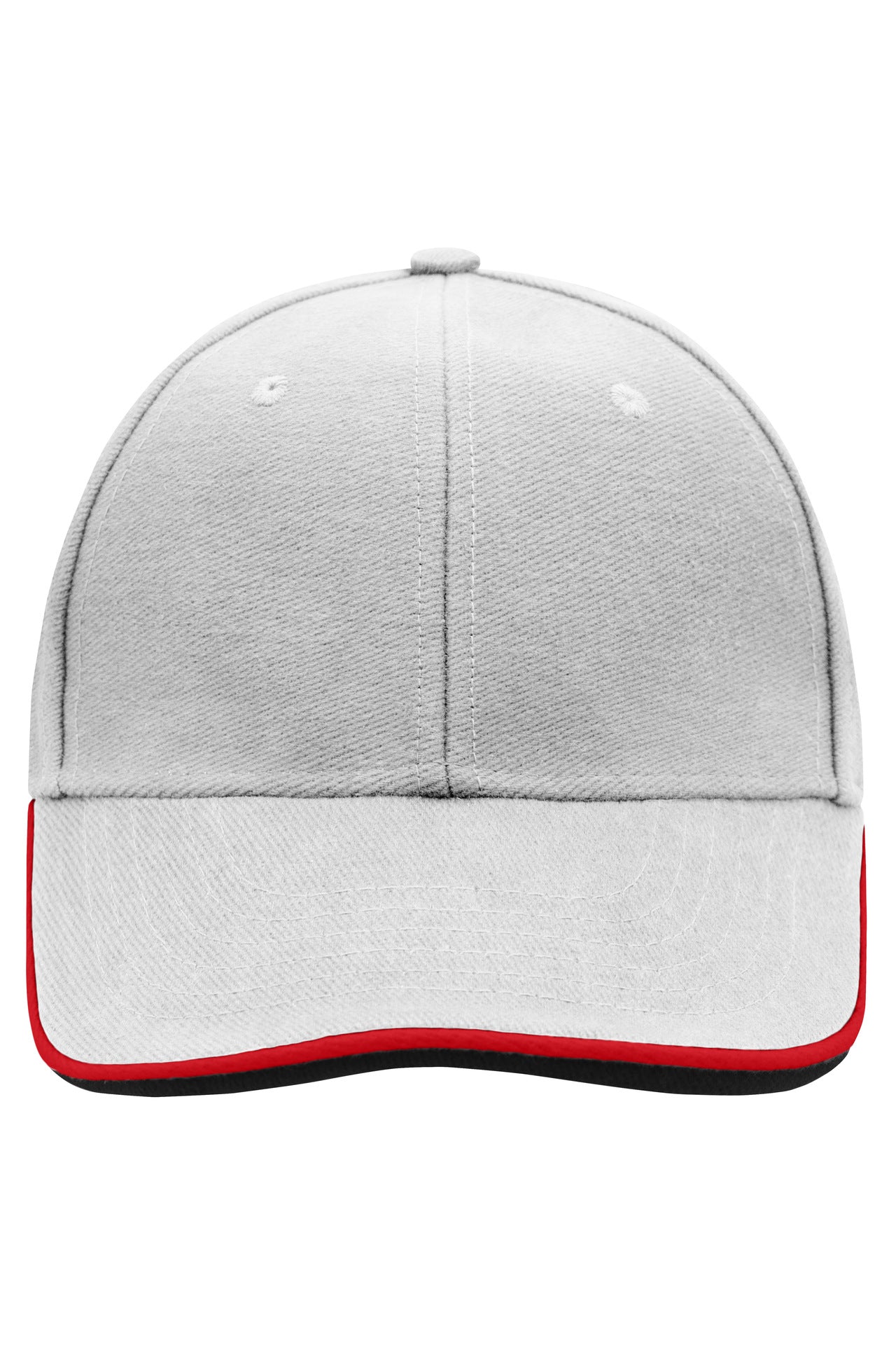 MB6197 - 6 Panel Double Sandwich Cap in light-grey/red/black Größe one size von Daiber