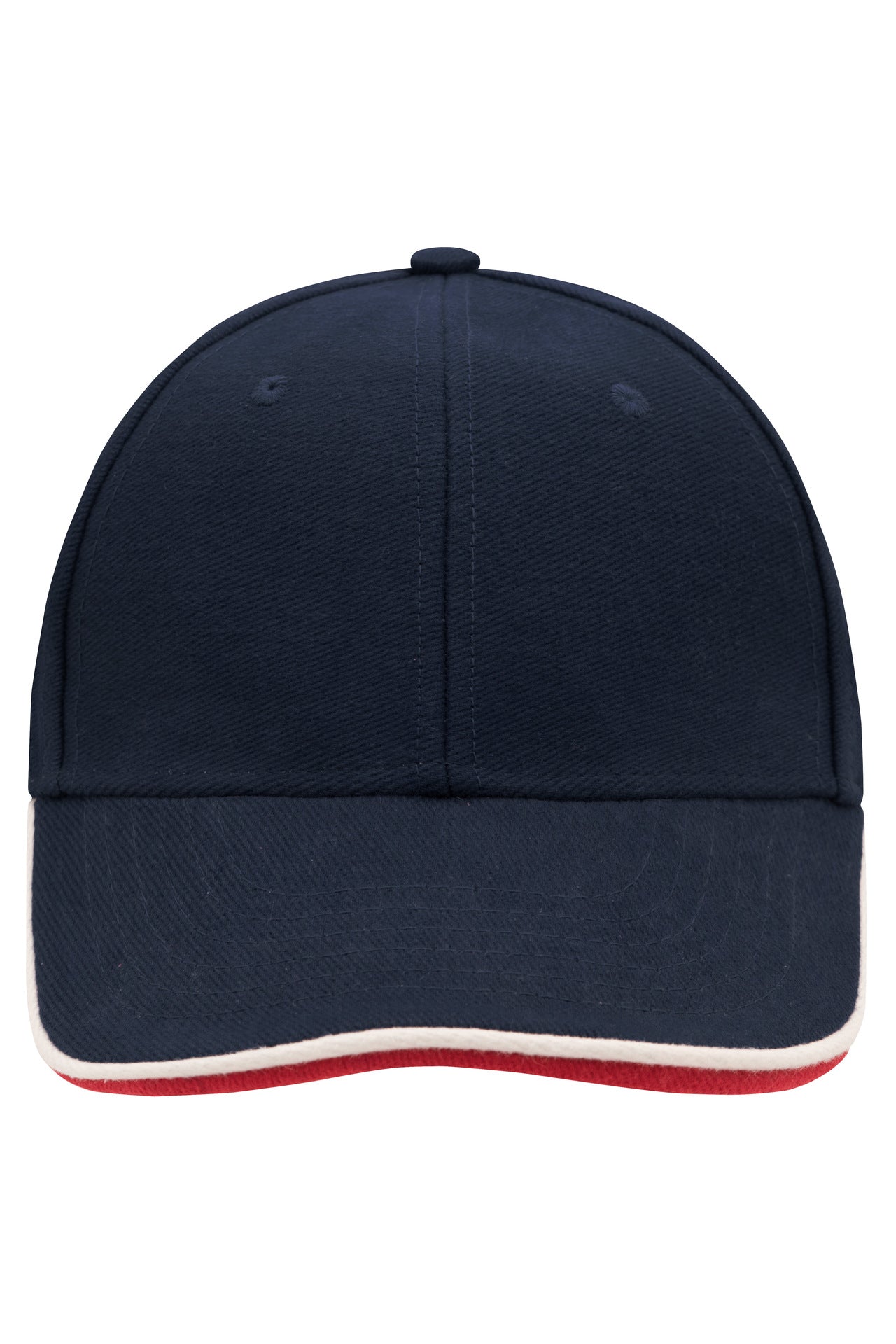 MB6197 - 6 Panel Double Sandwich Cap in navy/white/red Größe one size von Daiber