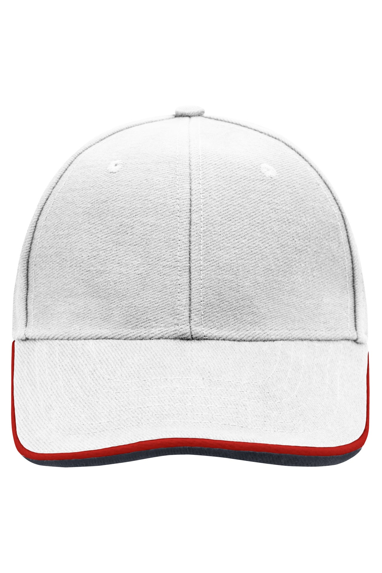 MB6197 - 6 Panel Double Sandwich Cap in white/red/navy Größe one size von Daiber