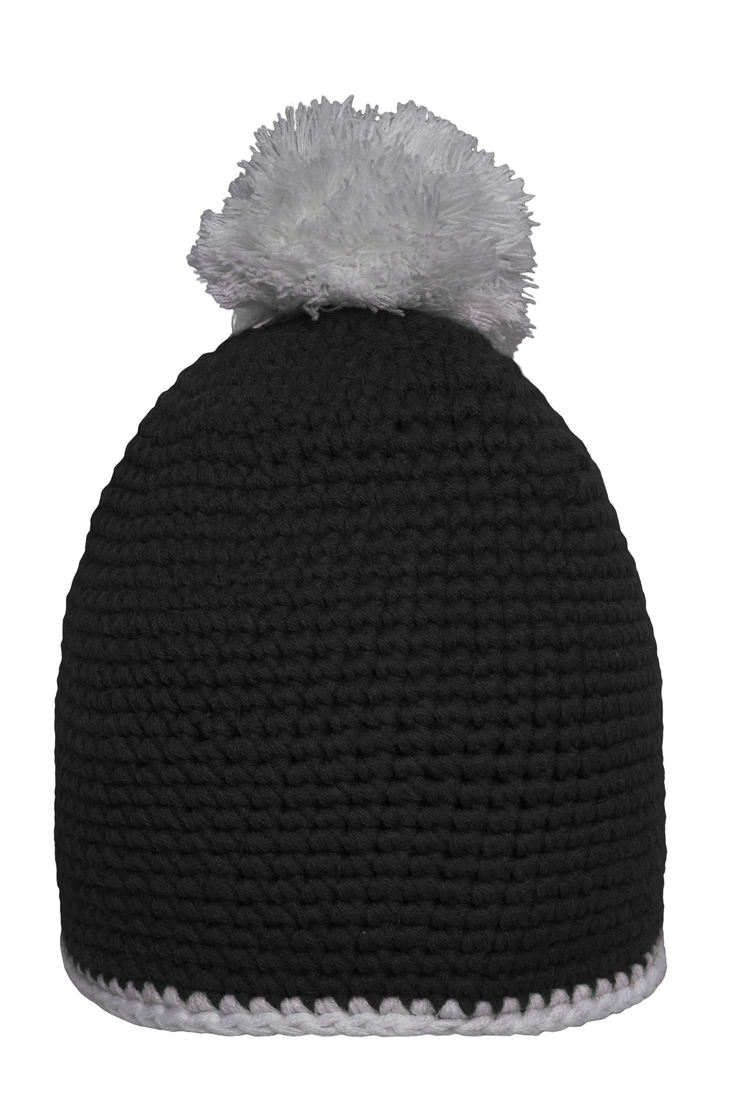 MB7964 - Pompon Hat with Contrast Stripe in black/light-grey Größe one size von Daiber