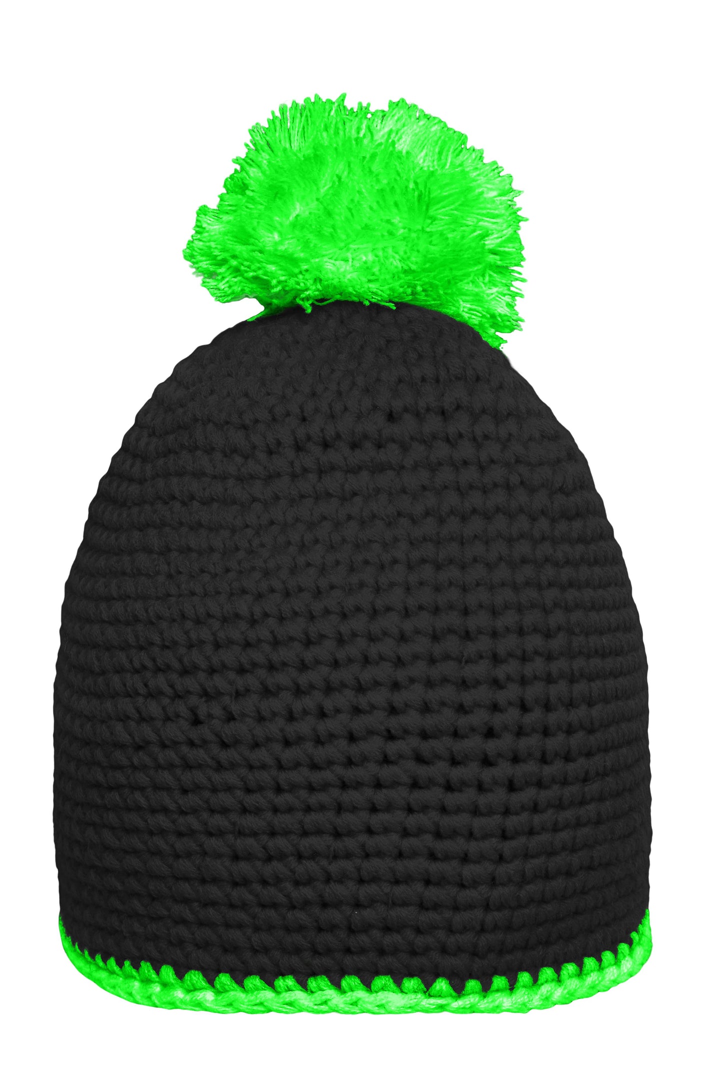 MB7964 - Pompon Hat with Contrast Stripe in black/neon-green Größe one size von Daiber