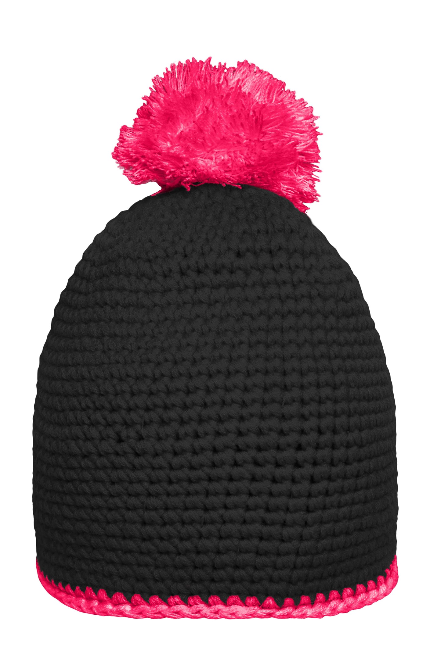 MB7964 - Pompon Hat with Contrast Stripe in black/pink Größe one size von Daiber