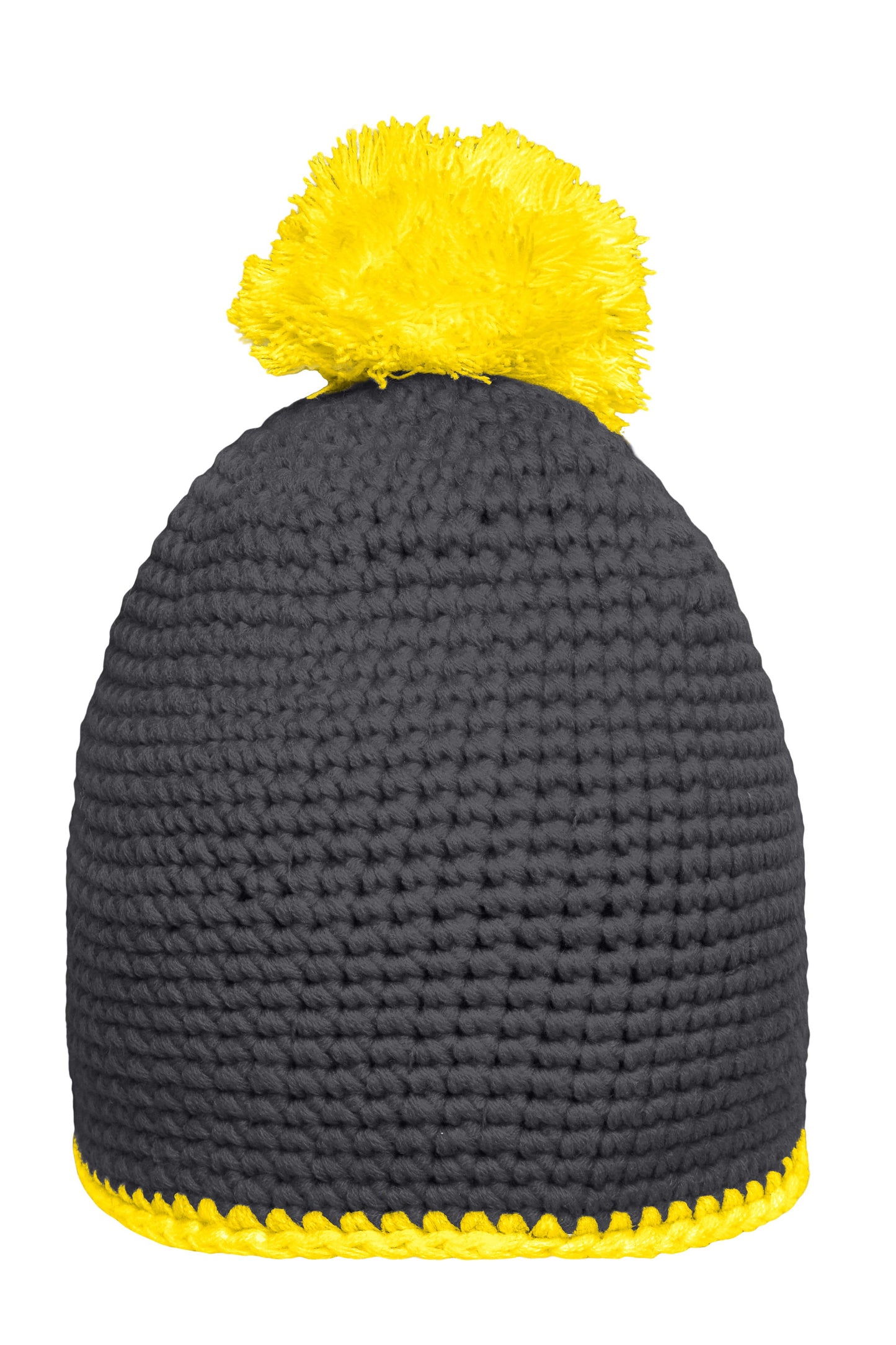 MB7964 - Pompon Hat with Contrast Stripe in carbon/yellow Größe one size von Daiber