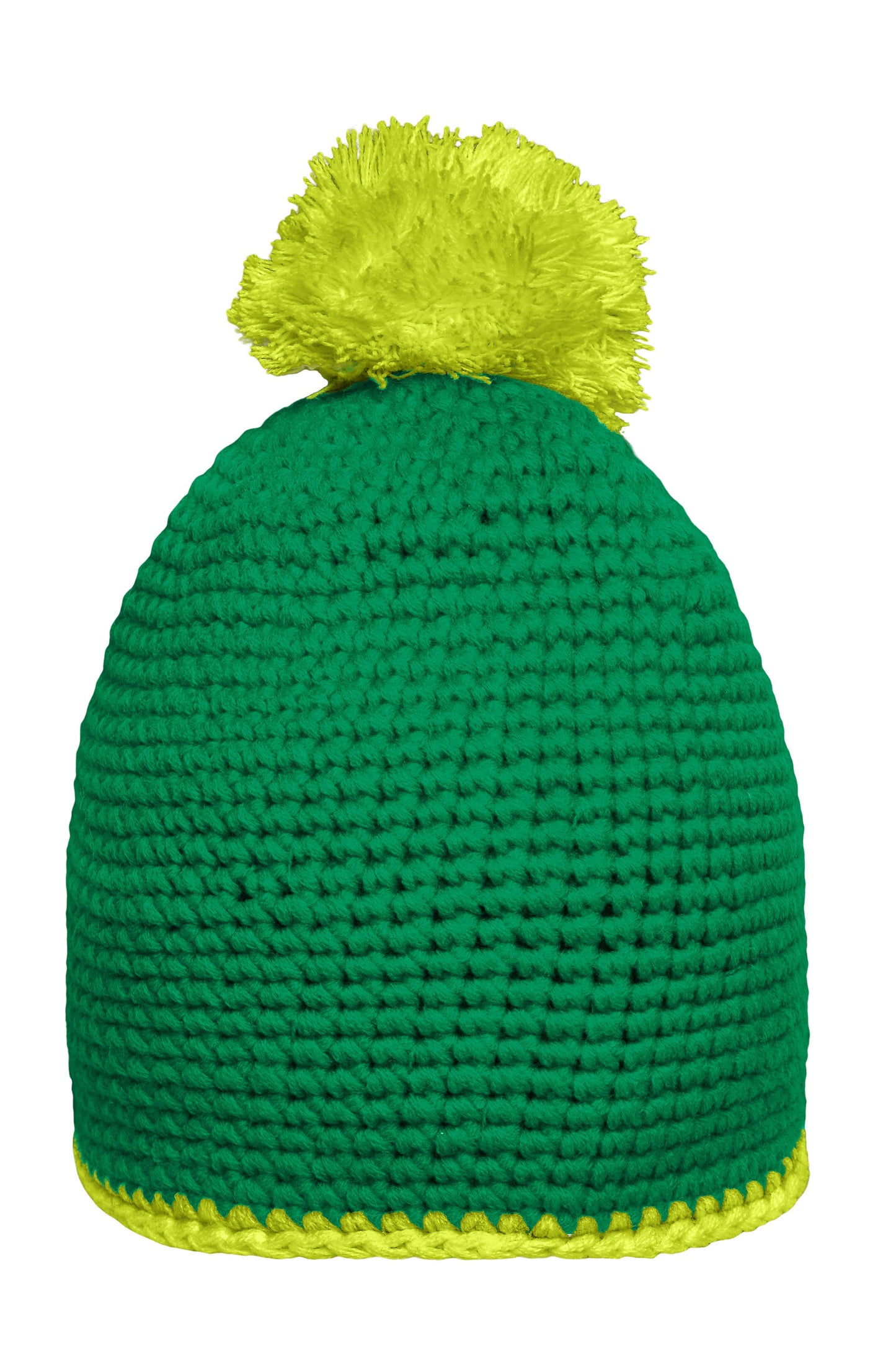MB7964 - Pompon Hat with Contrast Stripe in green/acid-yellow Größe one size von Daiber