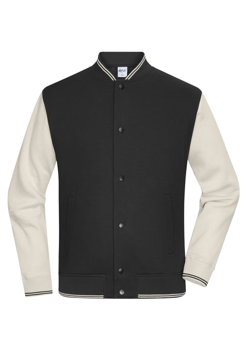 8044 - College-Jacket UNISEX in black/sandstone Größe XXS von Daiber