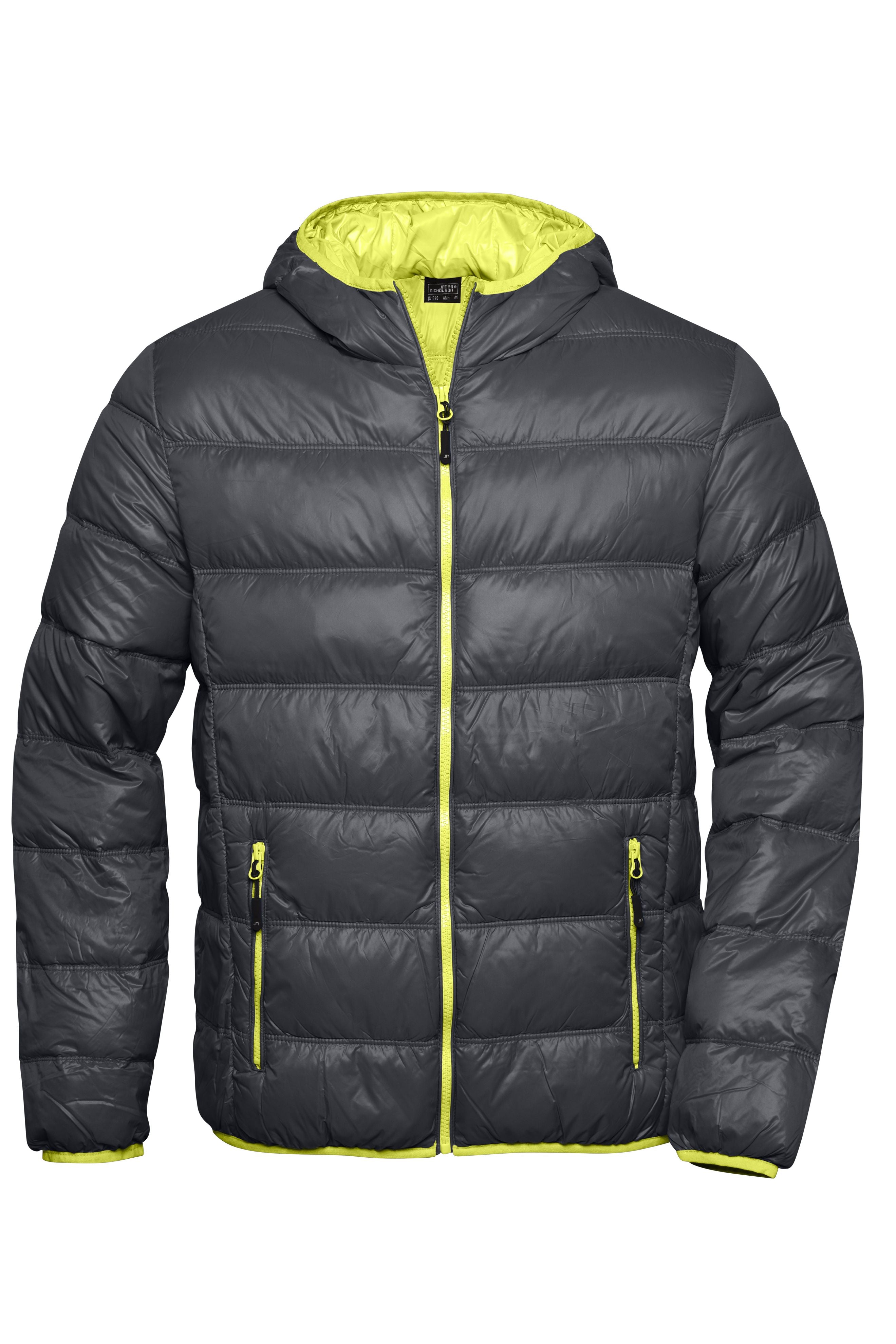 JN1060 - Men's Down Jacket in carbon/acid-yellow Größe S von Daiber