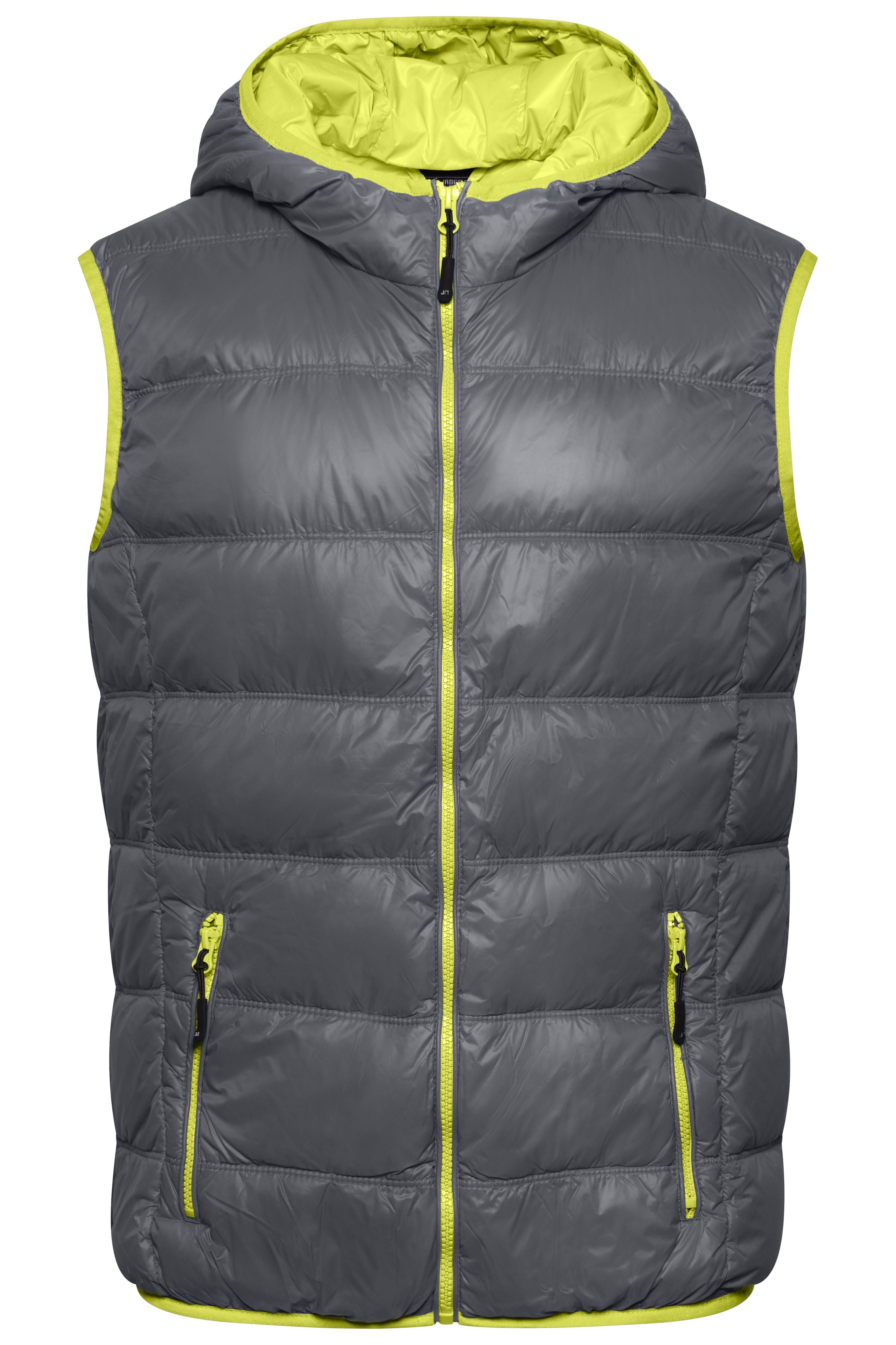 JN1062 - Men's Down Vest in carbon/acid-yellow Größe S von Daiber