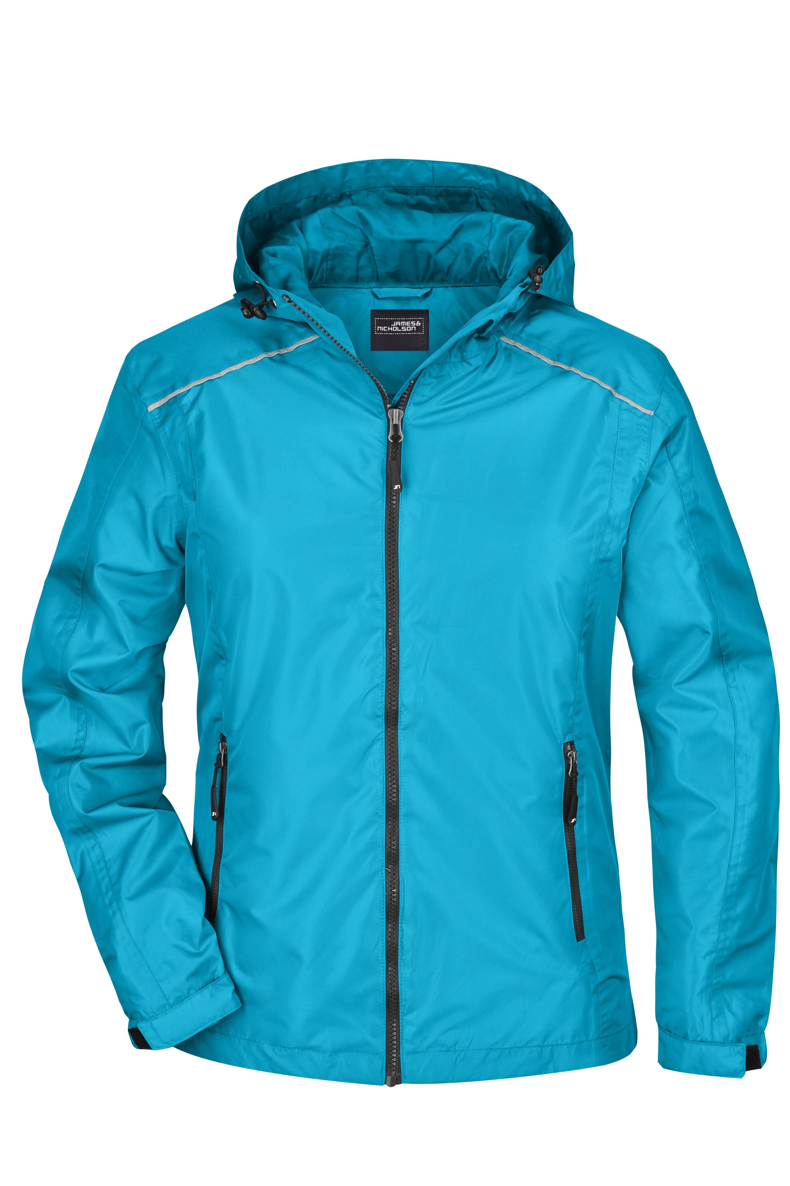JN1117 - Ladies' Rain Jacket in turquoise/iron-grey Größe S von Daiber