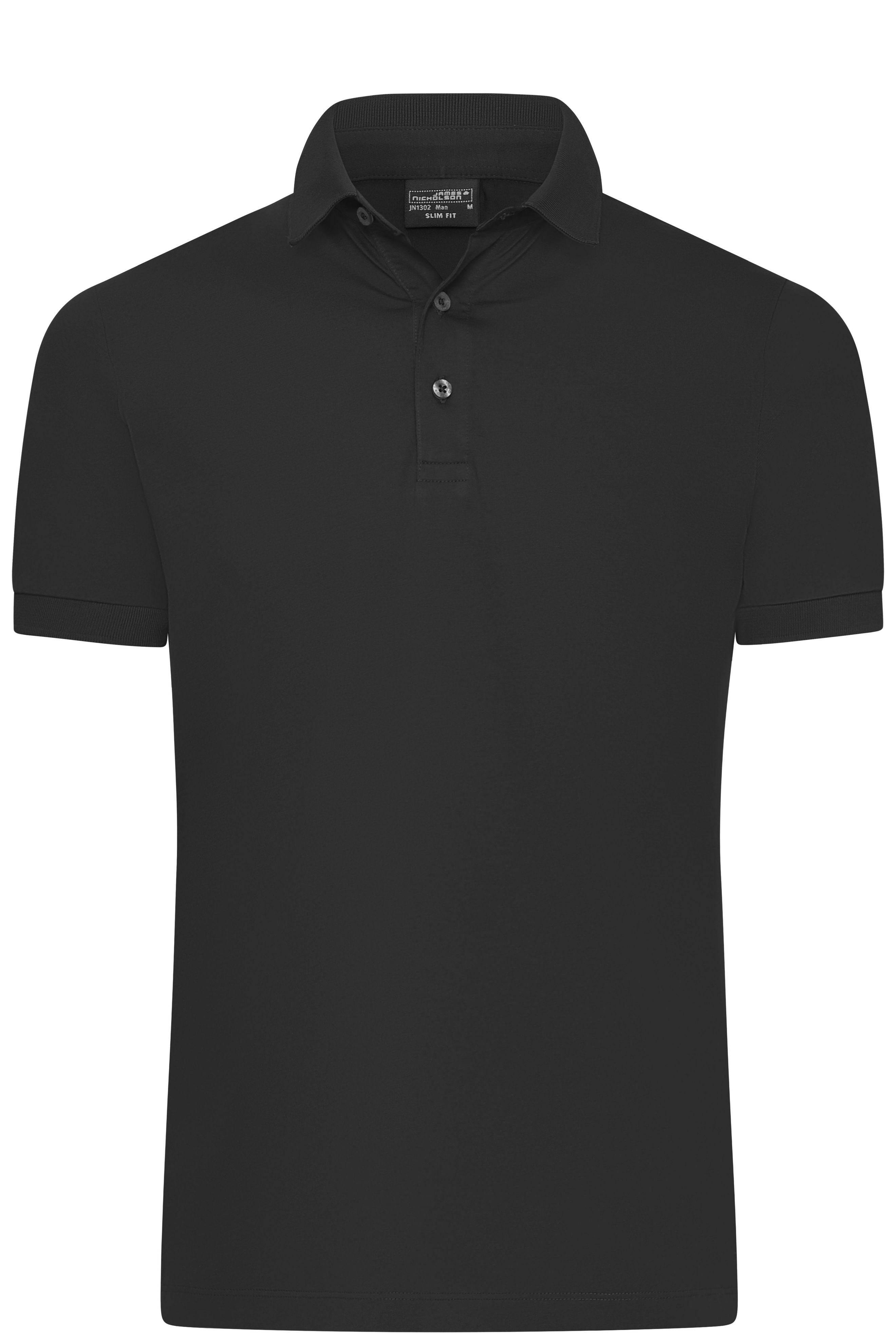 JN1302 - Men's Mercerised Polo Slim Fit in black Größe S von Daiber
