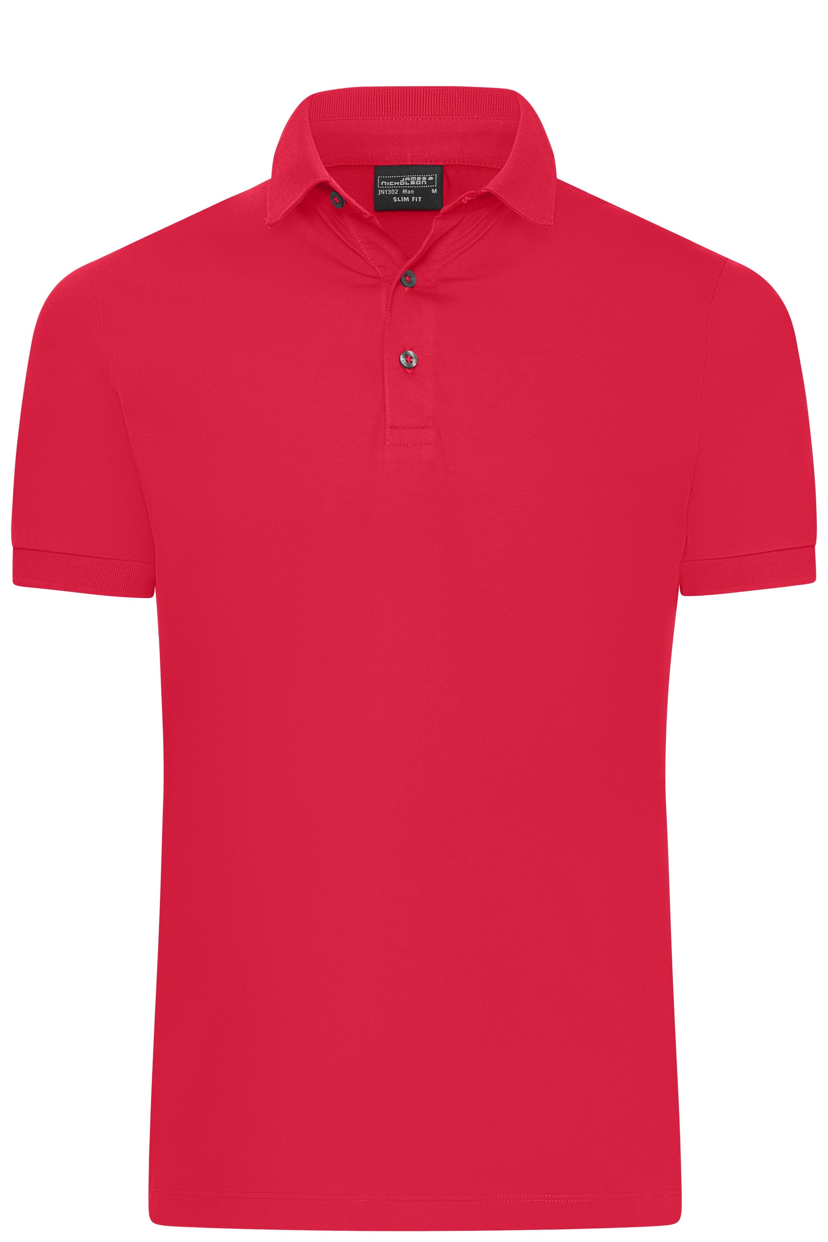 JN1302 - Men's Mercerised Polo Slim Fit in light-red Größe S von Daiber