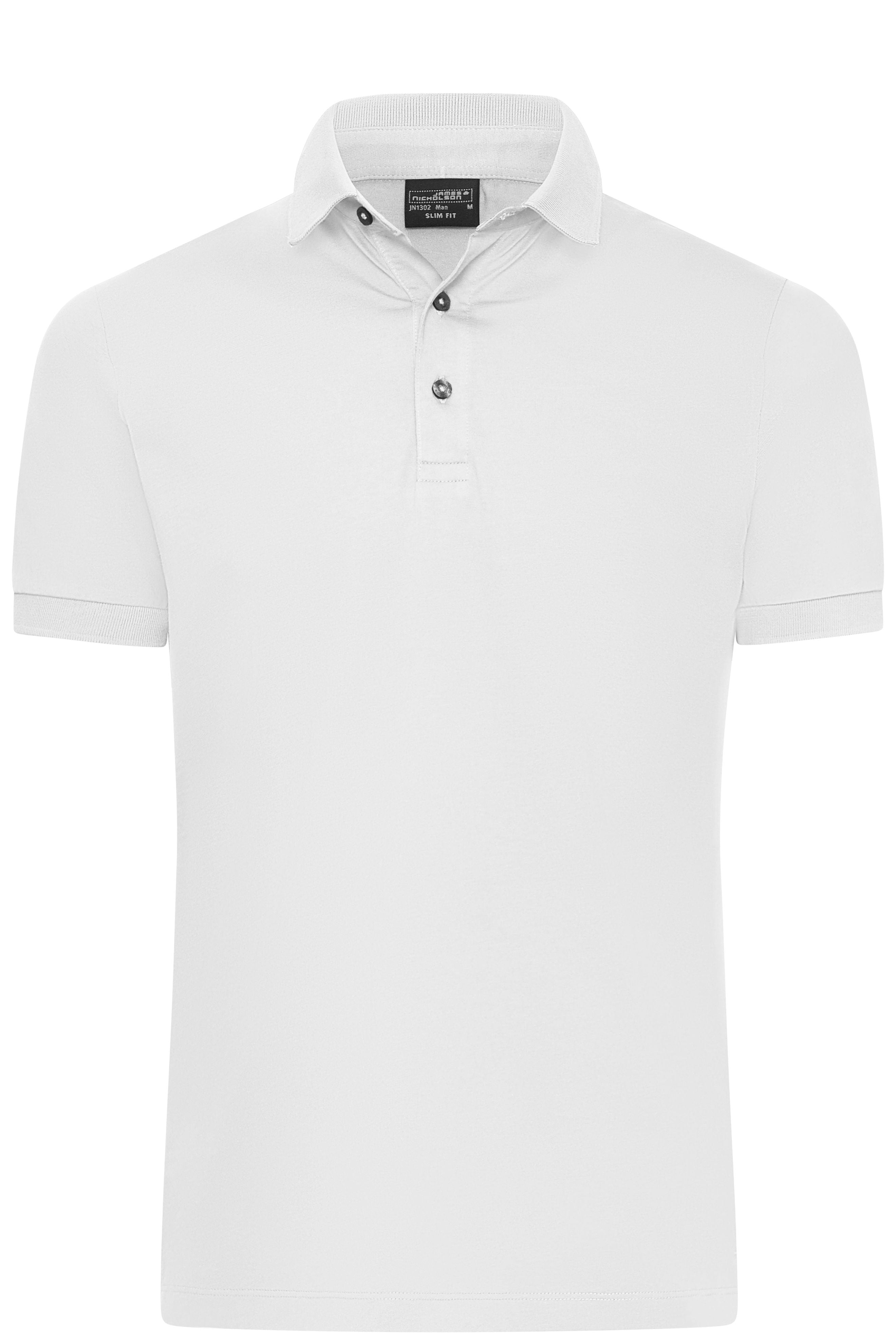 JN1302 - Men's Mercerised Polo Slim Fit in white Größe S von Daiber