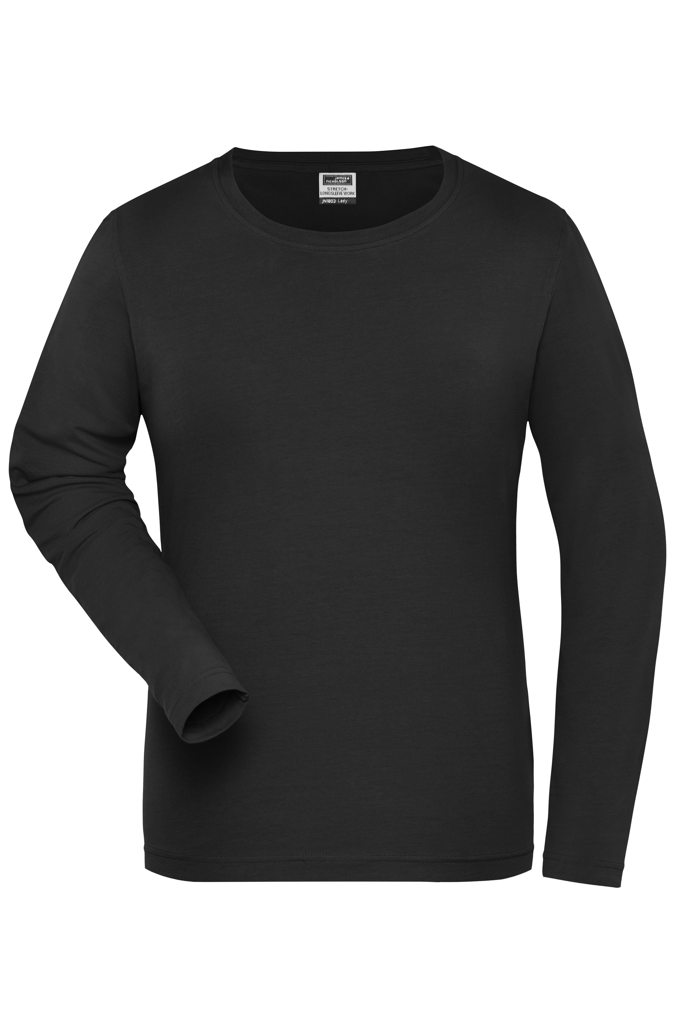 JN1803 - Ladies' BIO Stretch-Longsleeve Work - SOLID - in black Größe XS von Daiber