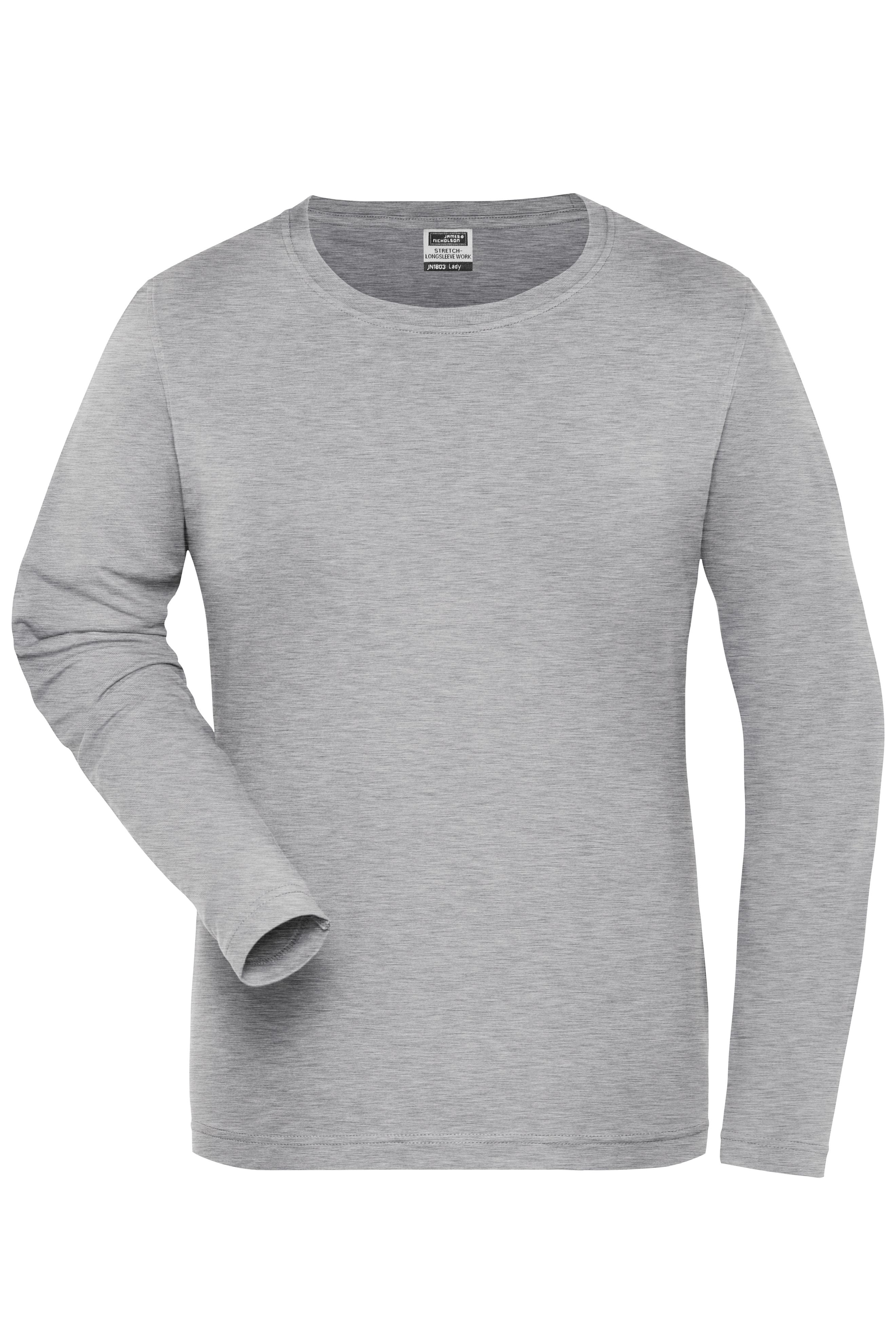 JN1803 - Ladies' BIO Stretch-Longsleeve Work - SOLID - in grey-heather Größe XS von Daiber